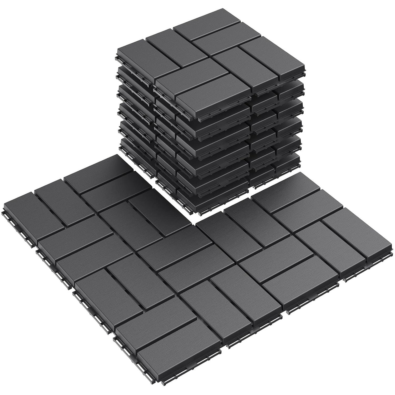 Plastic Interlocking Deck Tiles, 9 Pack Outdoor Patio Flooring, 12″X12″ Interloc