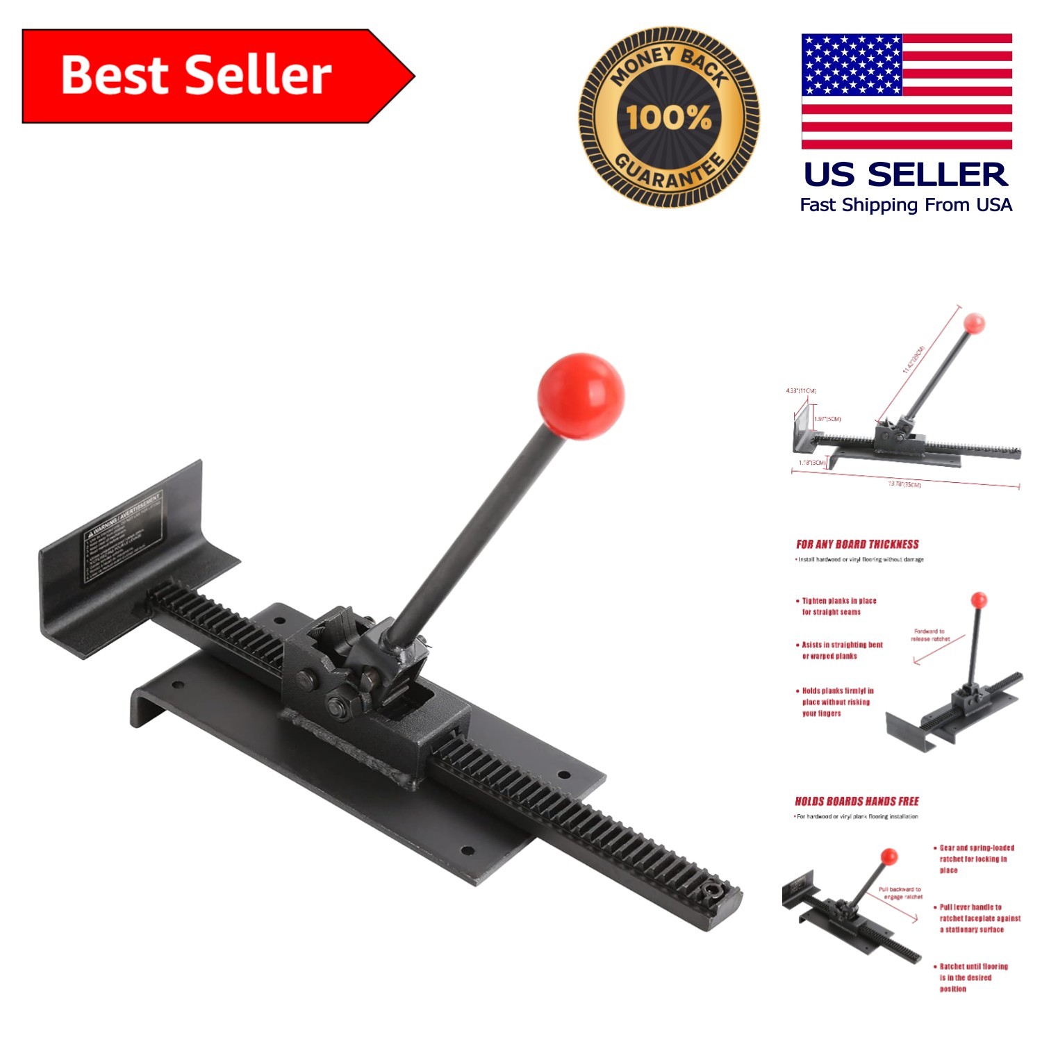 Compact Ratchet Flooring Jack Tool: Straighten, Secure, and Install Floors