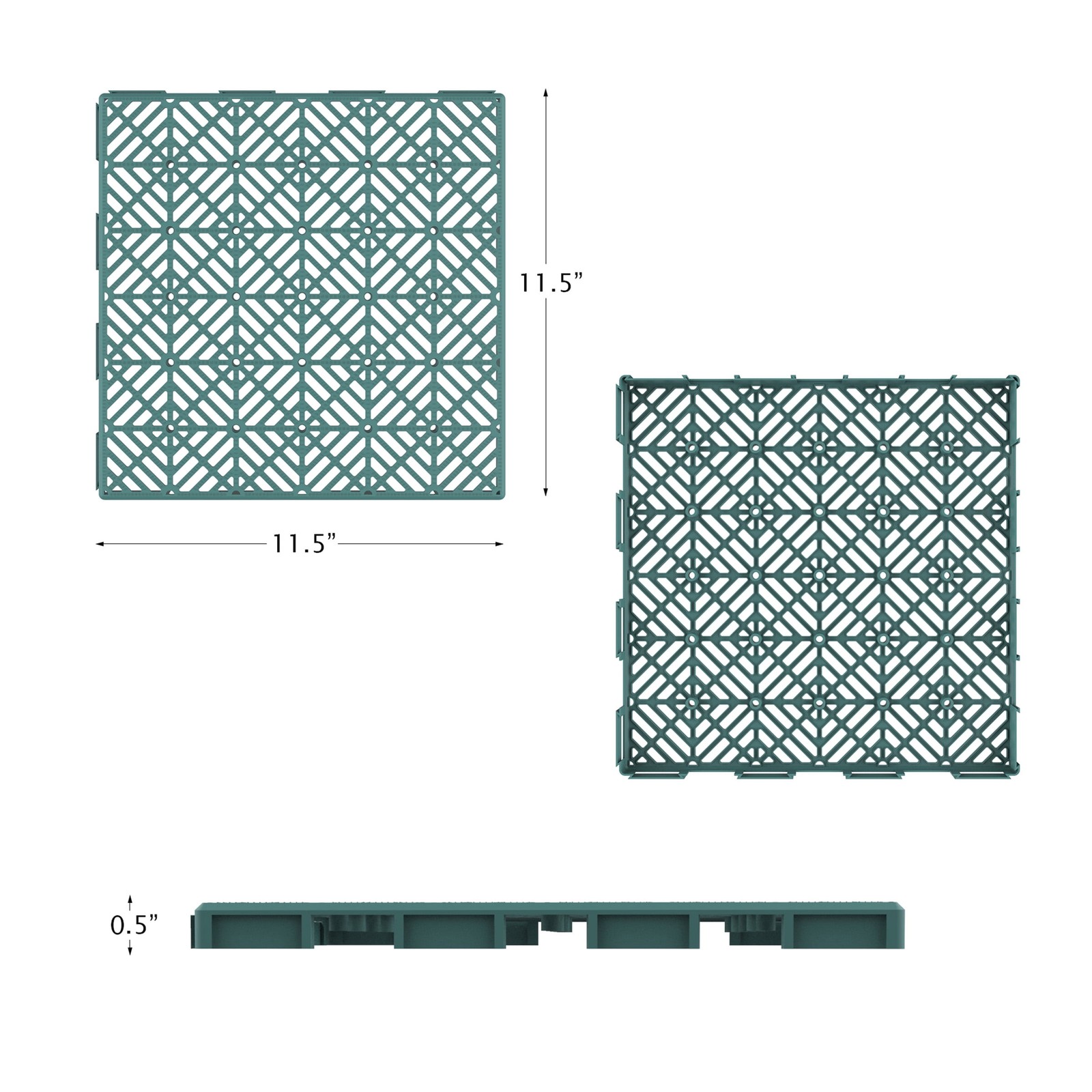 6 Pcs Interlocking Deck Tiles for Patio Balcony Garden Flooring Green