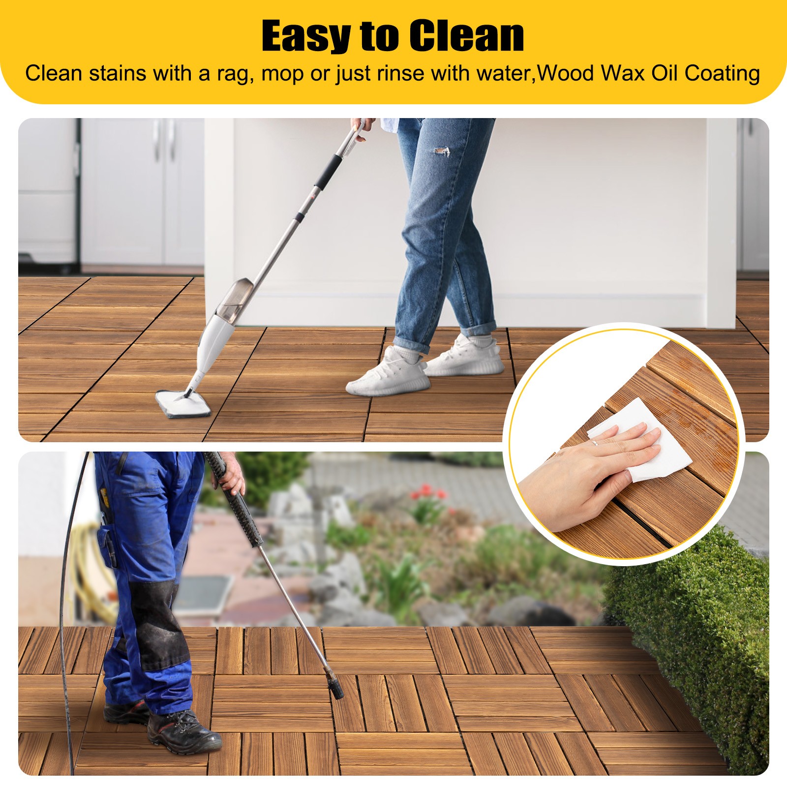 36pcs 12”x12” Deck Patio Tile Interlocking Wood Flooring Pavers Tiles Outdoor