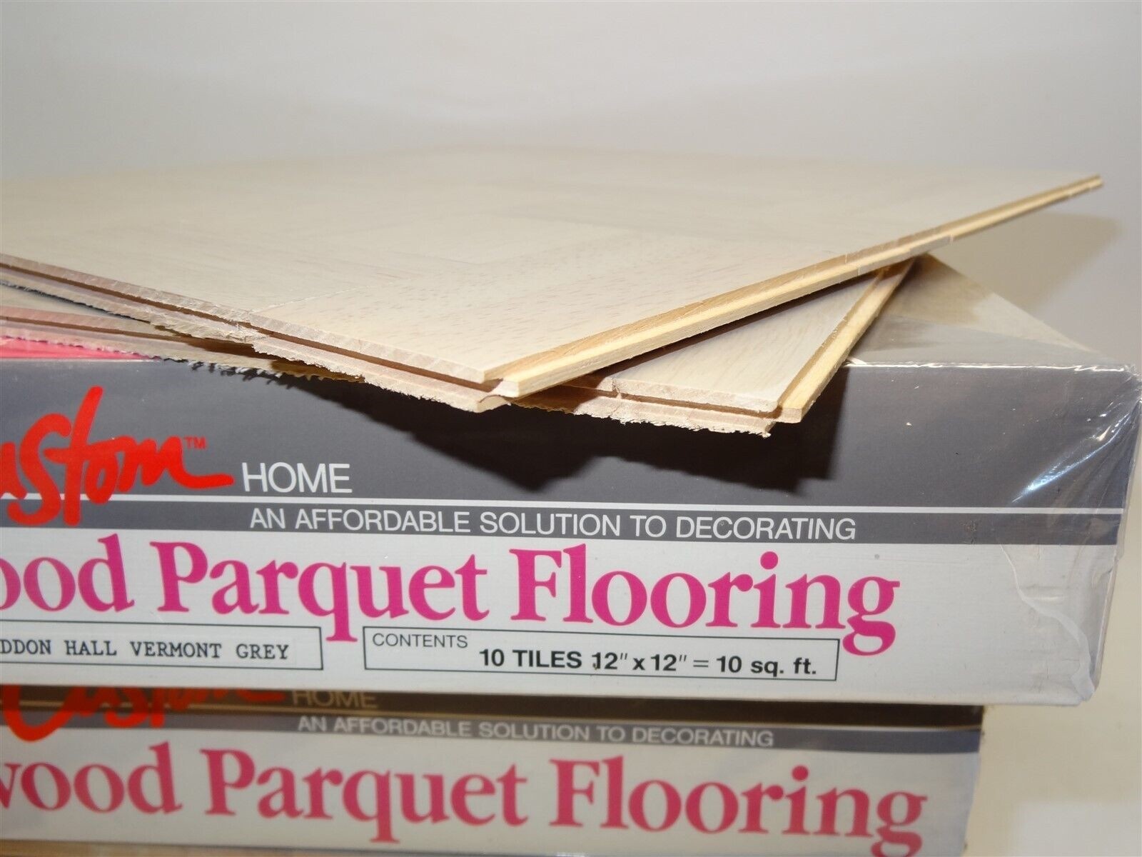 10 Saxon New Old Stock Hardwood Light Gray Stain Parquet Tiles 12″ x 12″ x 1/4″