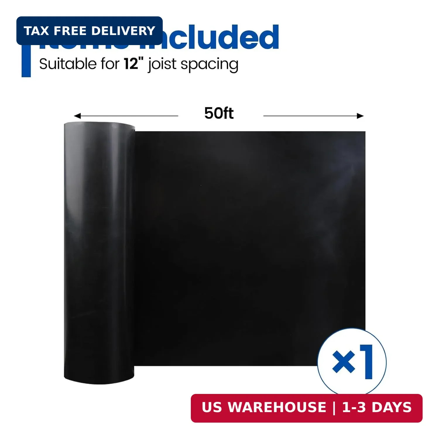 Muzata 1PCS 50FT Black Under Deck Drainage System Trough HDPE Waterproofing Memb