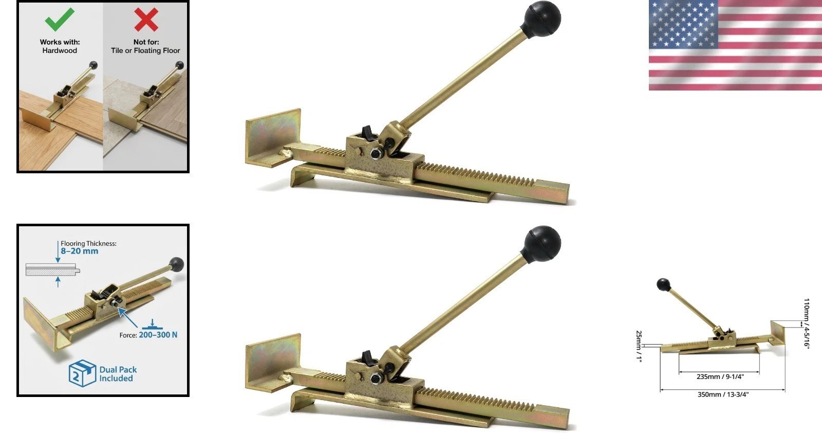 Sturdy Metal Flooring Jacks: 2 Pack for Straightening Hardwood Floors
