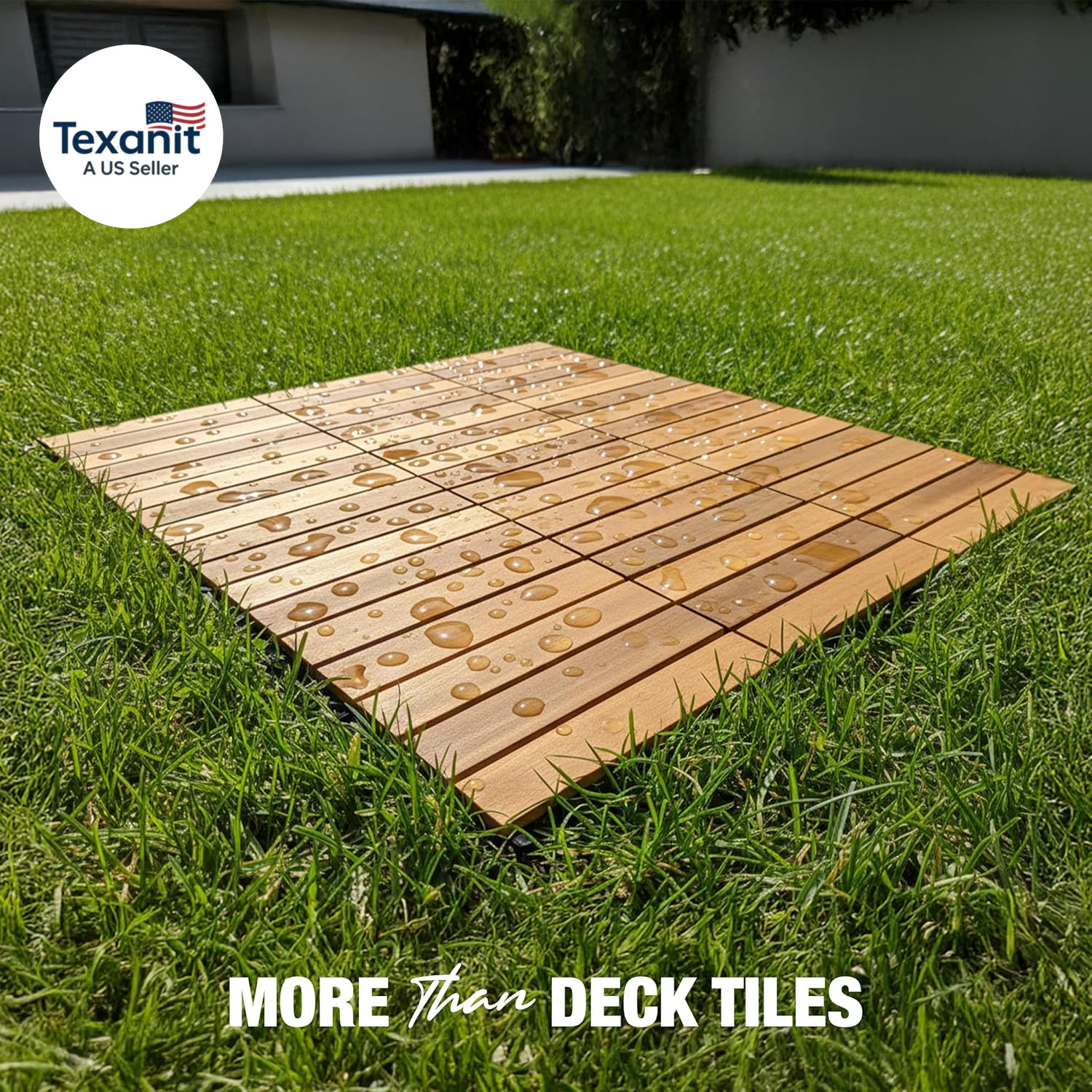 Premium Acacia Wood Interlocking Deck Tiles, 9 PCS 12″X12″X0.9″ Patio Flooring,