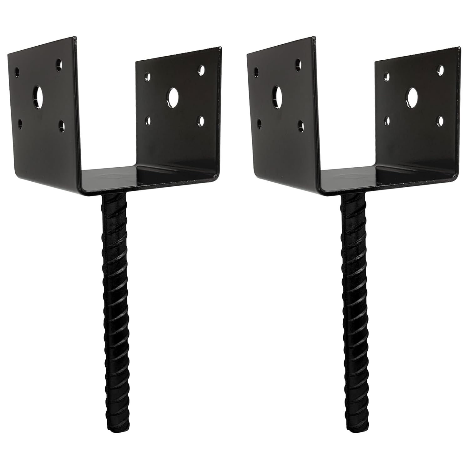 U Shaped 4×4 Deck Post Concrete Anchor Spike, Fence Post Base, Black Powder C…