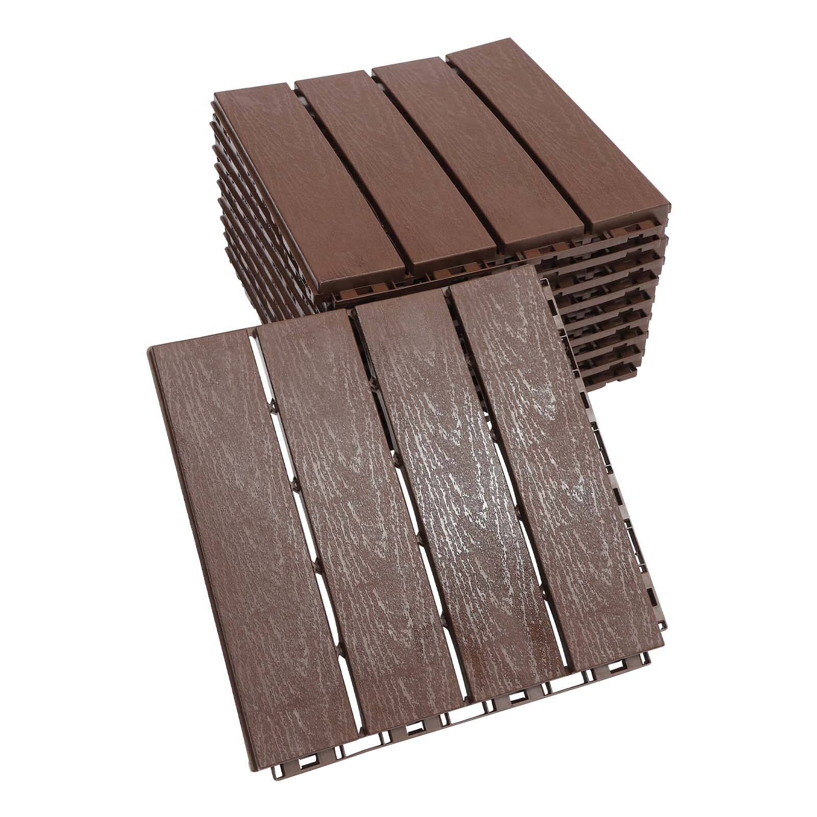 Balcony Flooring 12-Pack Interlocking Deck Tiles 12x12in Floor Tiles Flooring