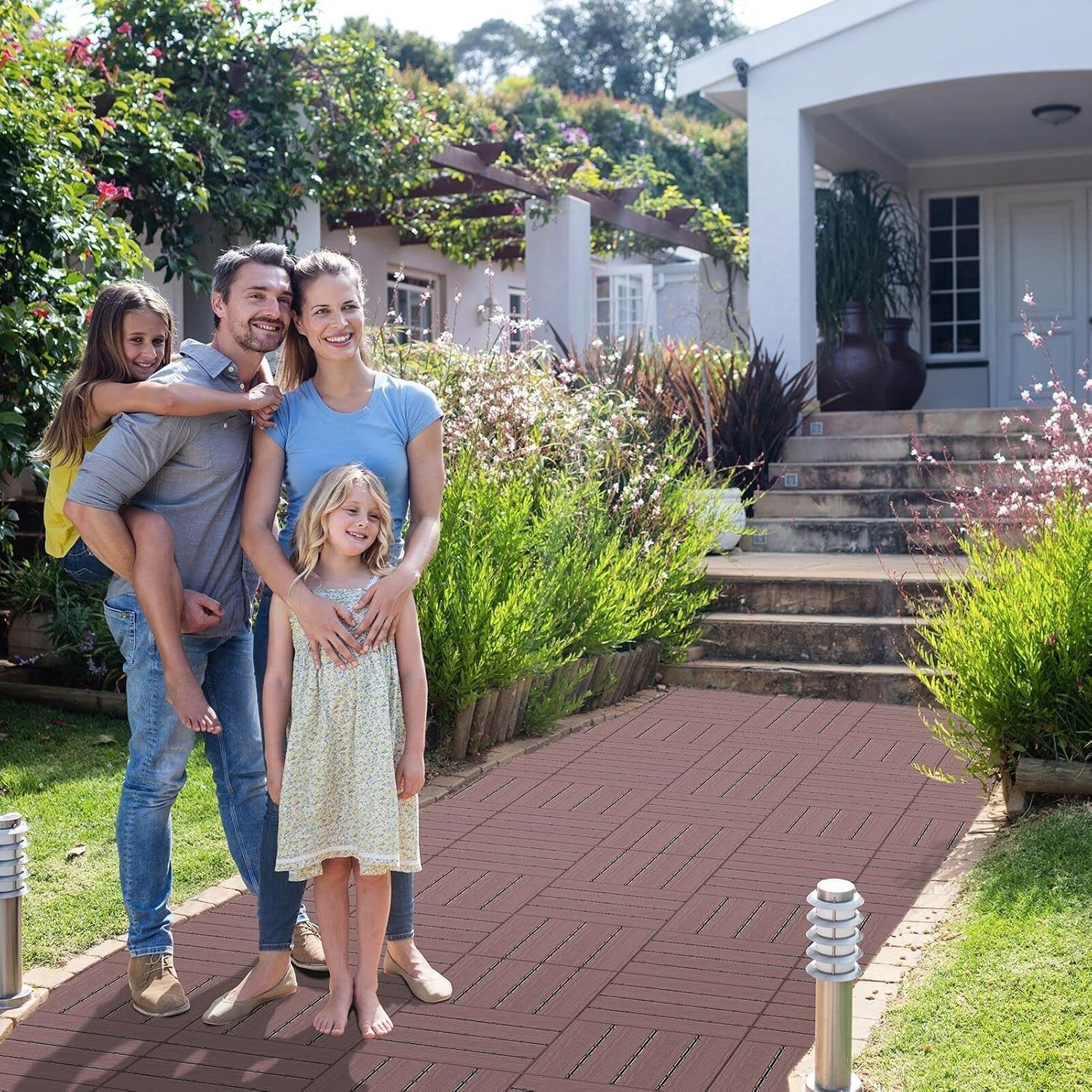 Waterproof Outdoor Decking Tiles, Dark Brown