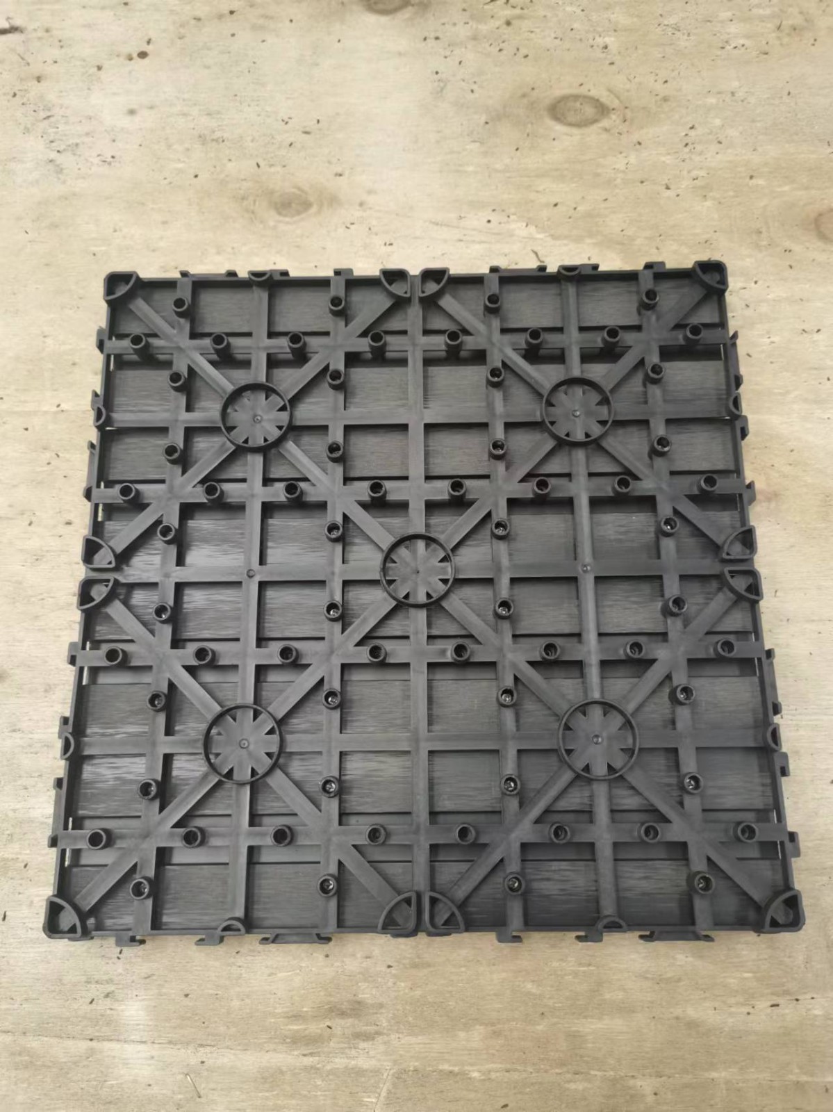 (Pack of 9) 8.7 sq. ft Black Interlocking DIY Wood-Plastic Composite Deck Tiles