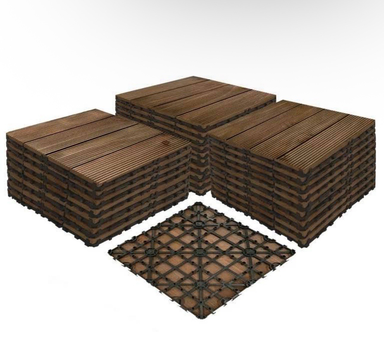 Outdoor/ Indoor Interlocking Wood Deck Tiles 27 Pcs- Royal Mahogany