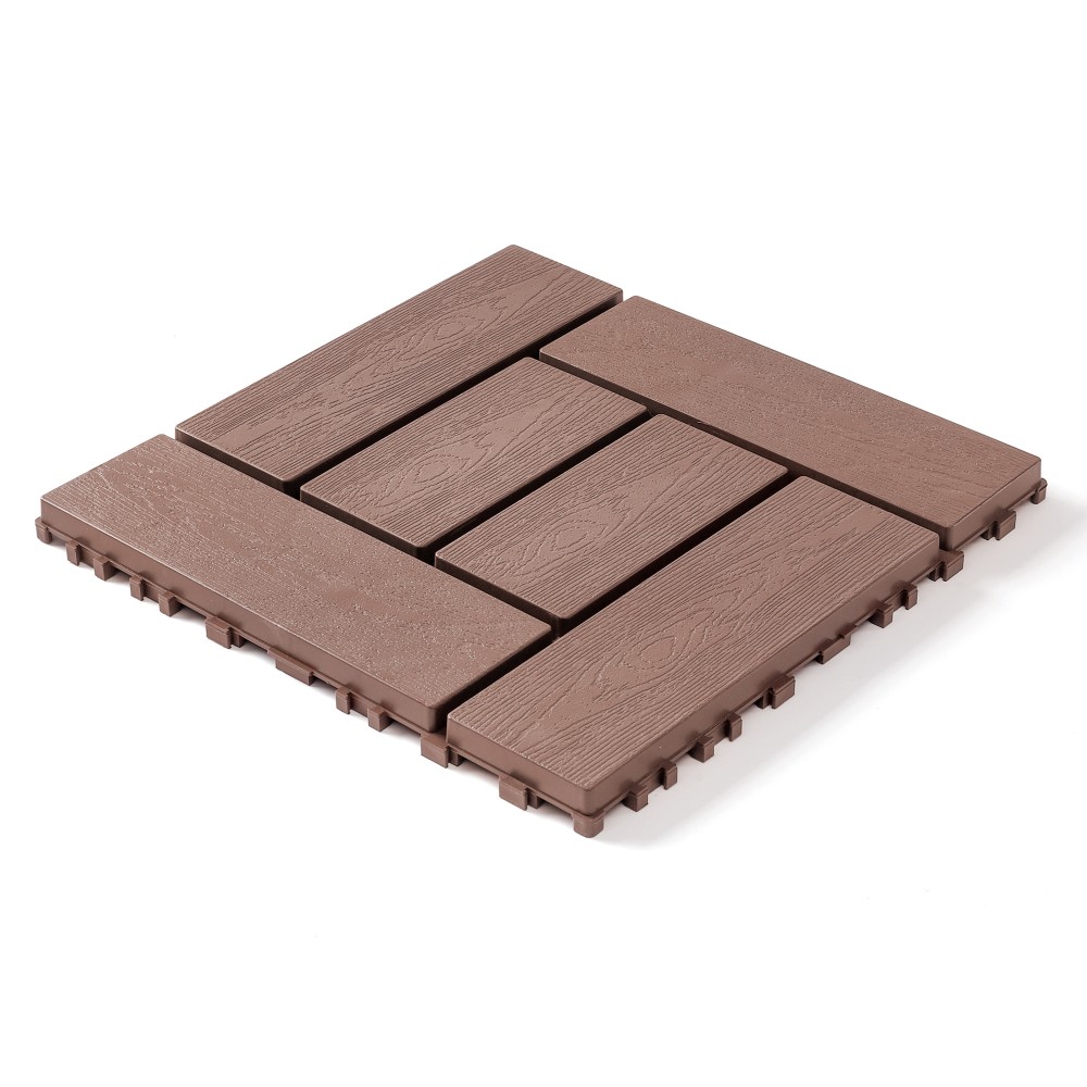 12″ Interlocking Floor Tiles 44 Pack Red Brown PP DIY Modular Deck Tiles