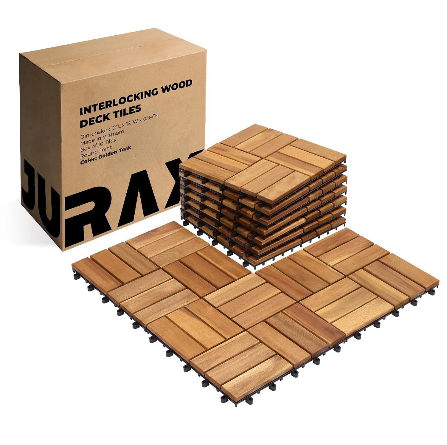 Premium Patio Deck Tiles 12″x12″ Snap Together Outdoor Patio Flooring Tiles