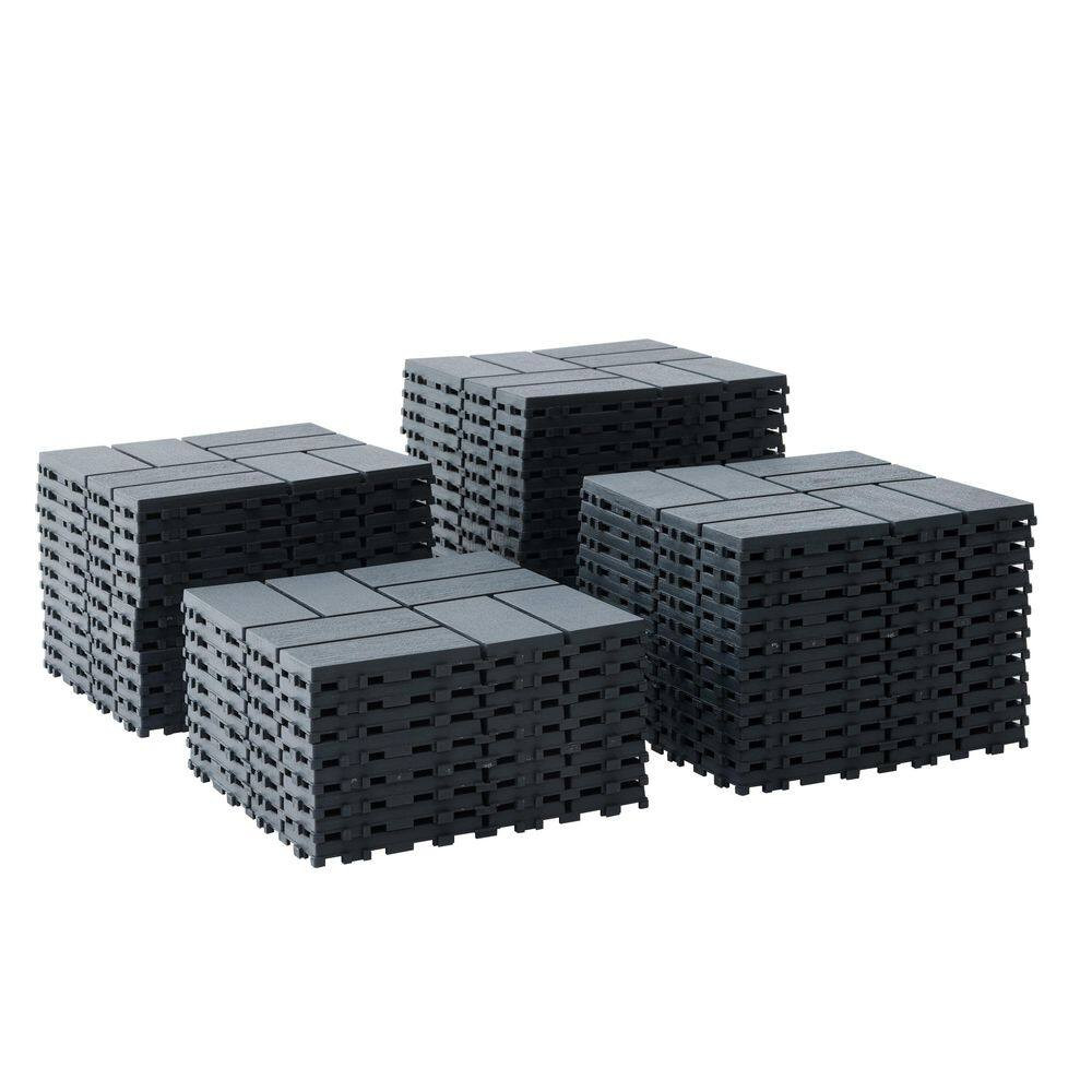 11.8 In. X 11.8 In. Patio Outdoor Flooring Waterproof Plastic Interlocking Deck