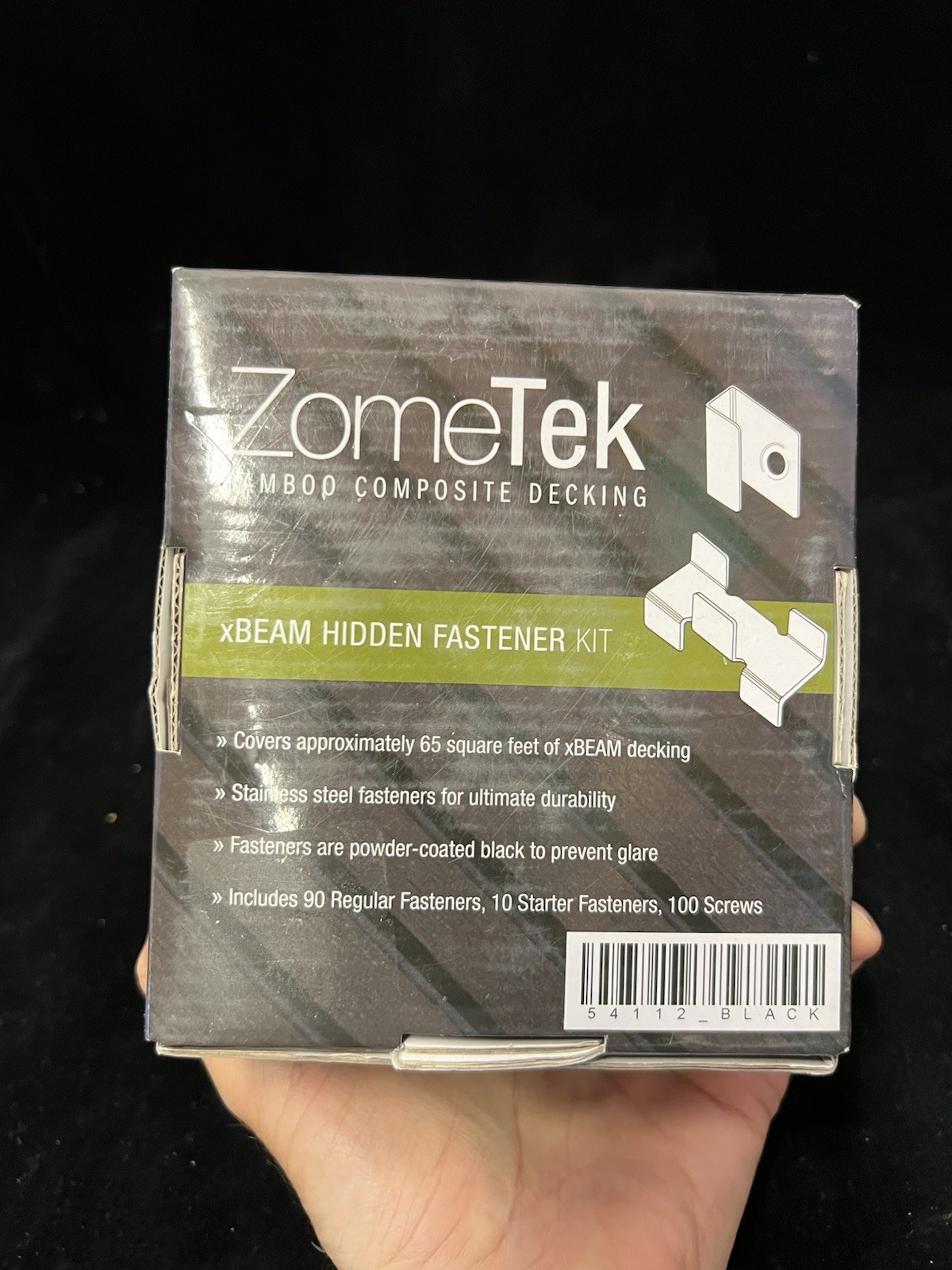 ZomeTek Bamboo Composite Deck Hidden Fasteners Black, Partial Box Of 35
