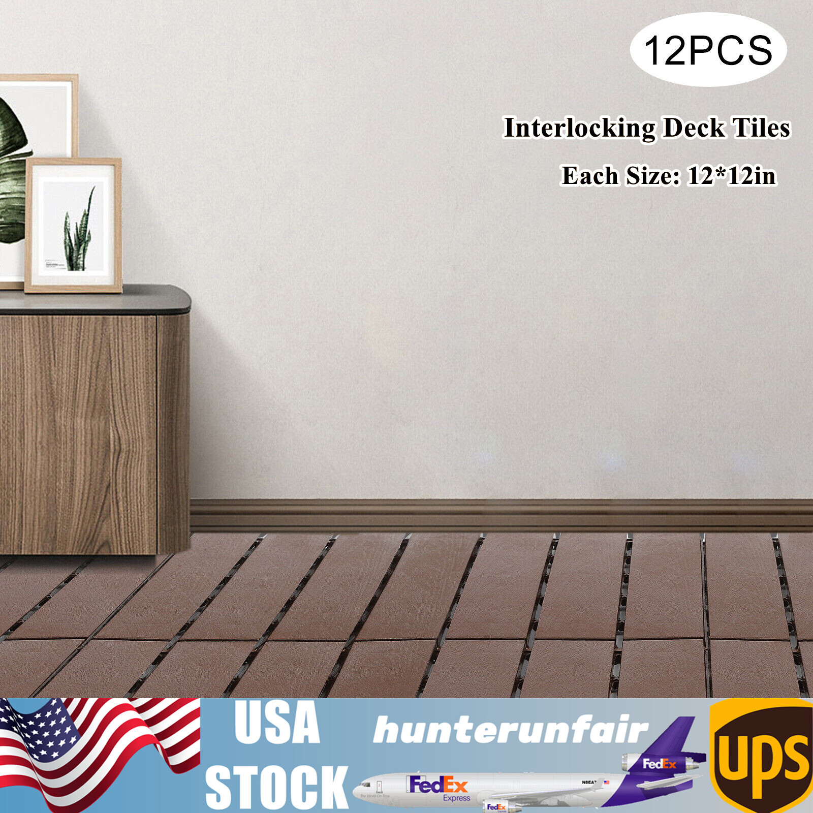 12Pcs Plastic Interlocking Deck Tiles 12×12 in Outdoor Patio Flooring Waterproof