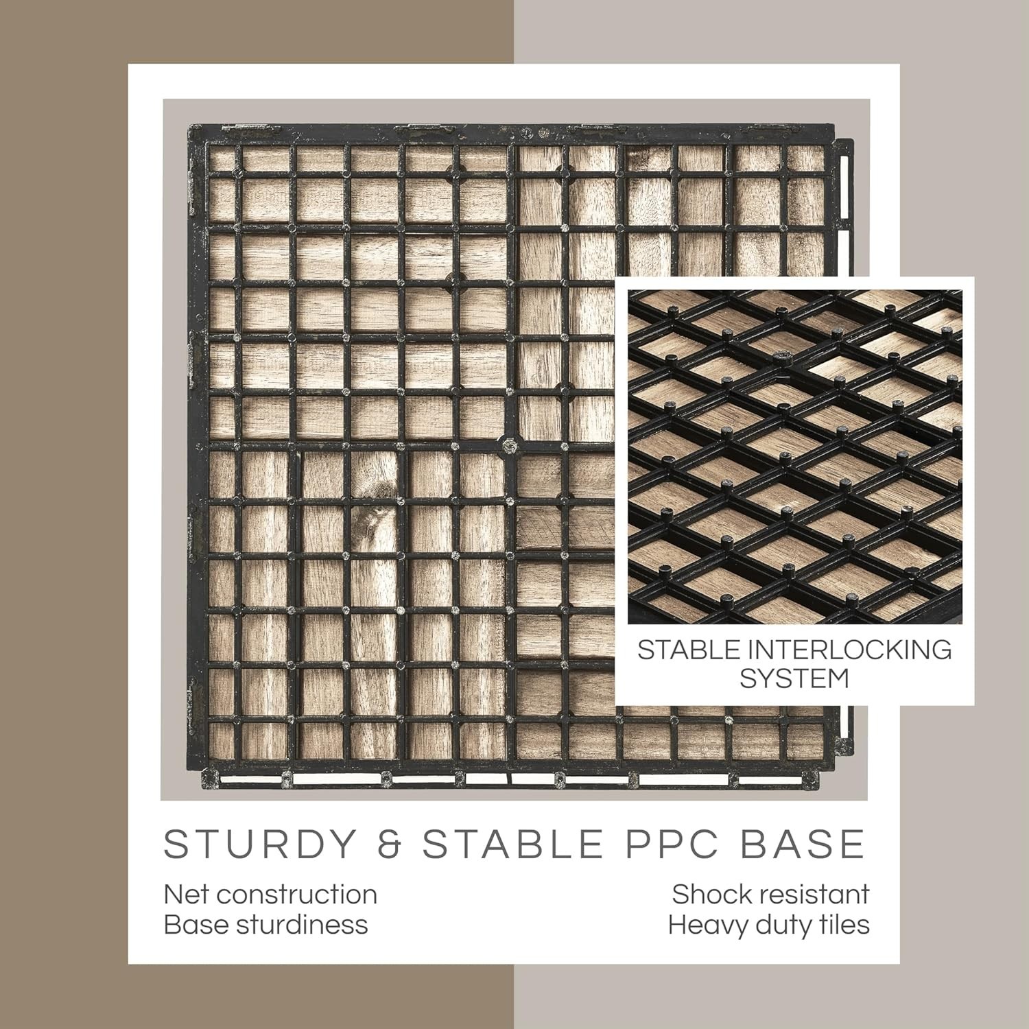 10 Pcs Deck Tiles, Patio Flooring – Outdoor Waterproof Acacia Wood Tiles for…