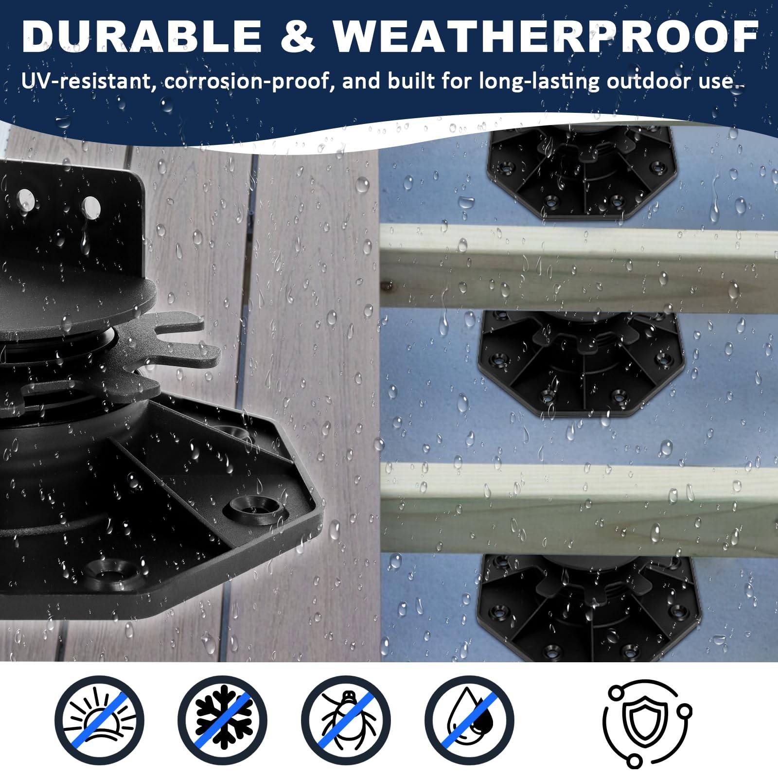 12 Pack Adjustable Deck Support Pedestal, Heavy Duty Deck Foundation Base, He…