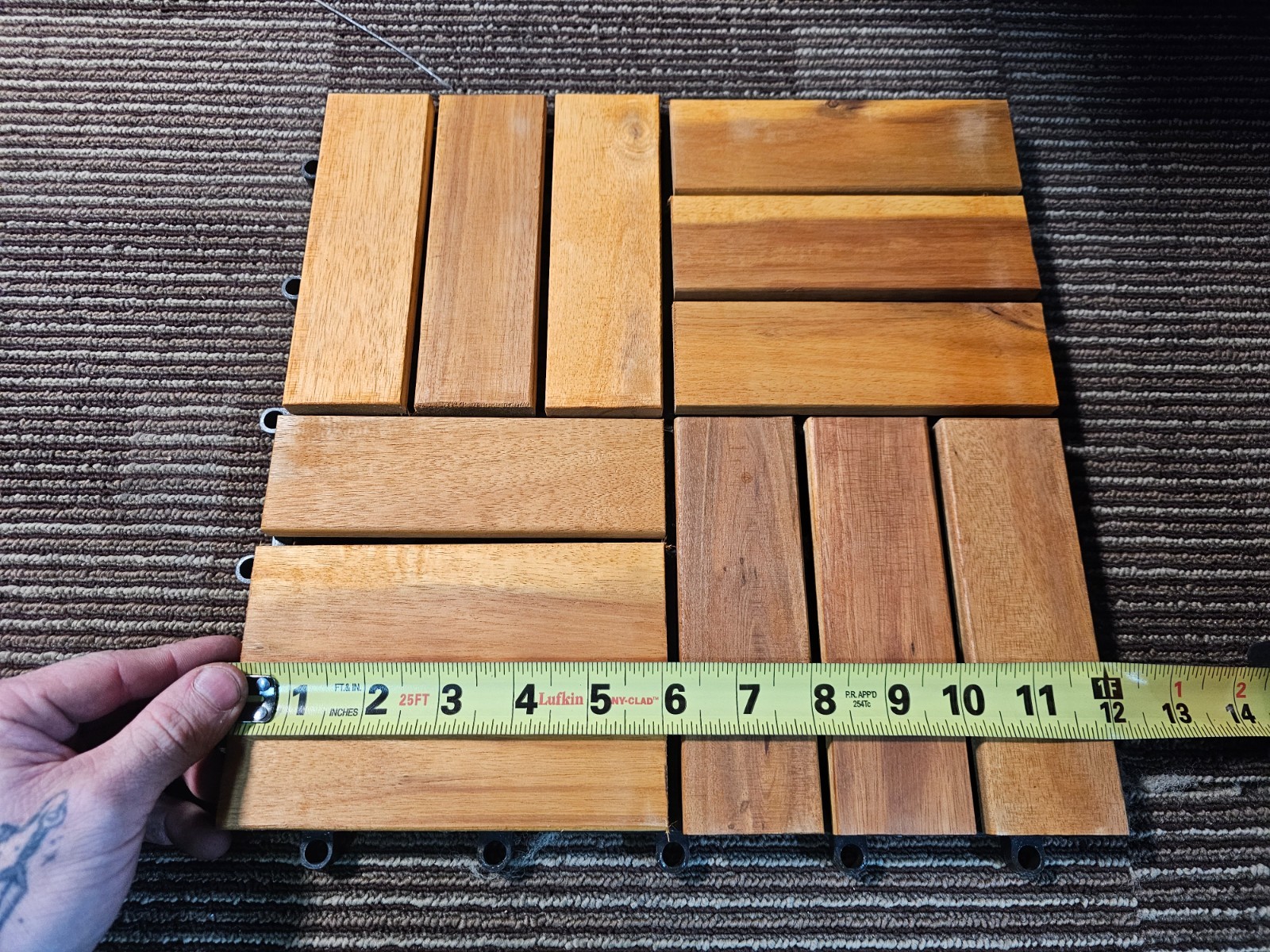 (QTY 10) 12″ x 12″ Acacia Wood Interlocking Flooring Tiles Deck Tile WDT064P10