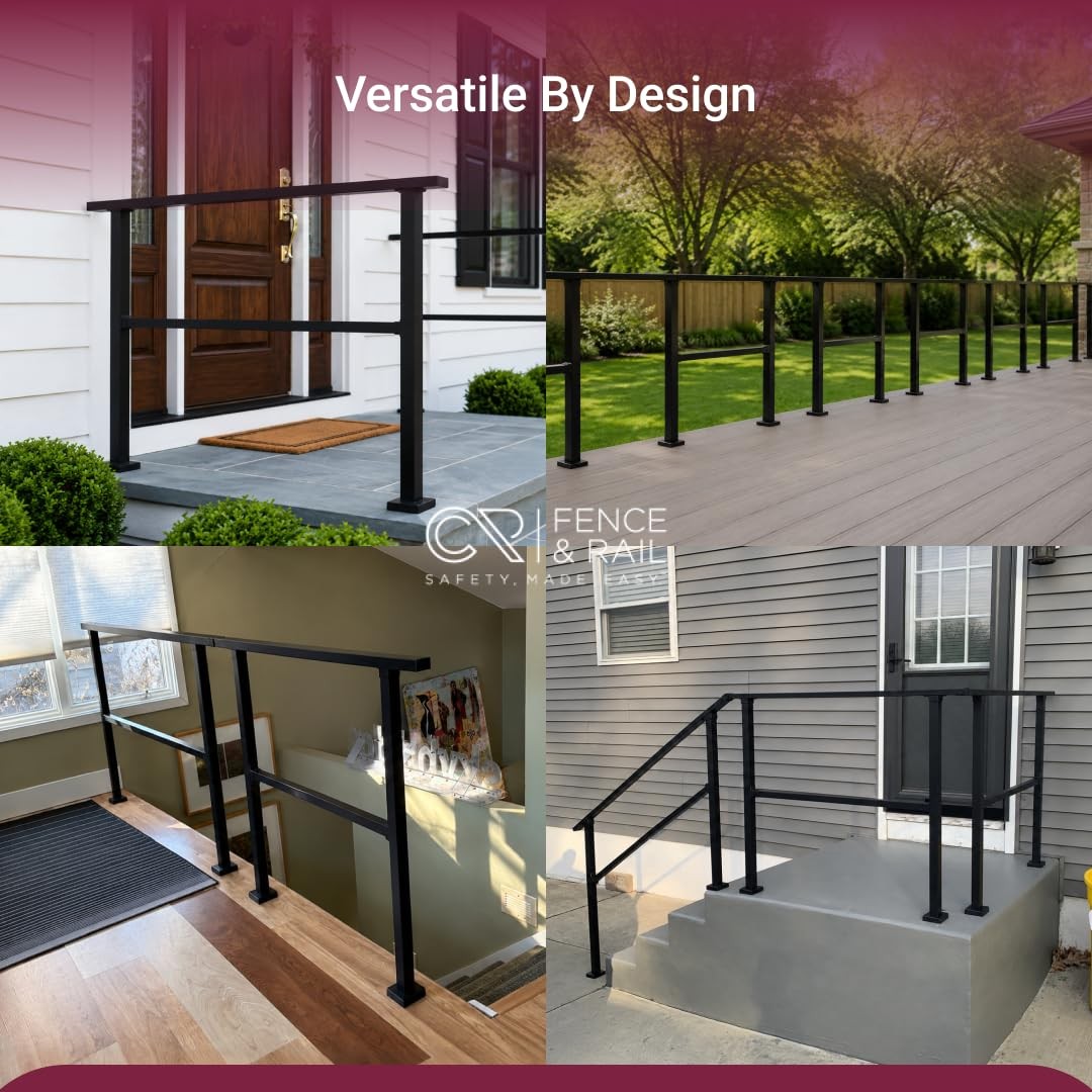 CR Fence & Rail Horizontal Metal Deck Railing, 4ft Wide Residential Handrail …