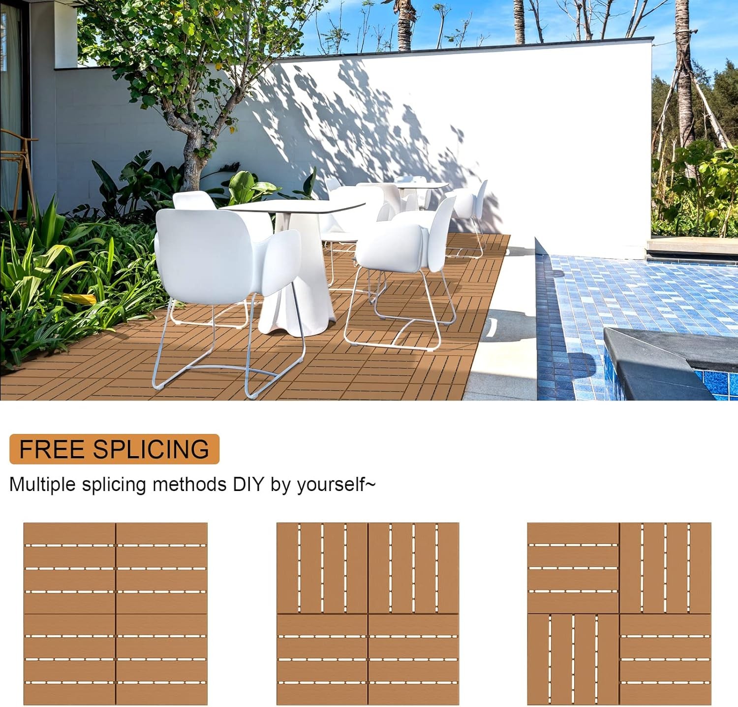 Goovilla Plastic Interlocking Deck Tiles 27-Pack 12x12in Waterproof Outdoor