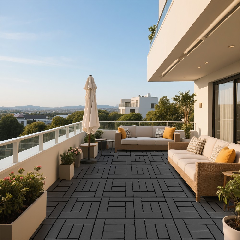 12-inch ZZ style interlocking deck tiles, modular decking floor tiles,44 pcs