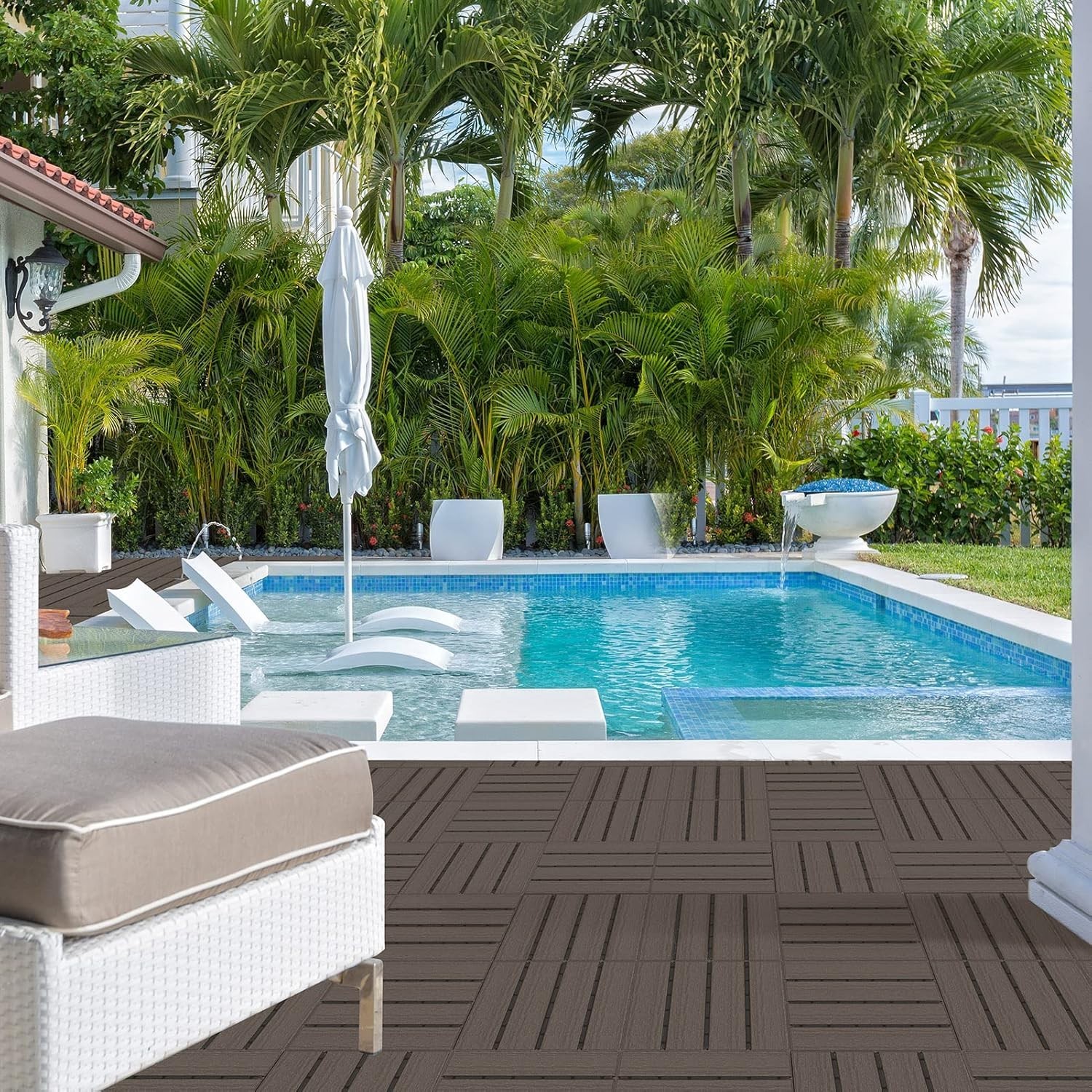 Durable 12″x12″ Interlocking Deck Tiles – Dark Coffee Outdoor Flooring, 9 Pack