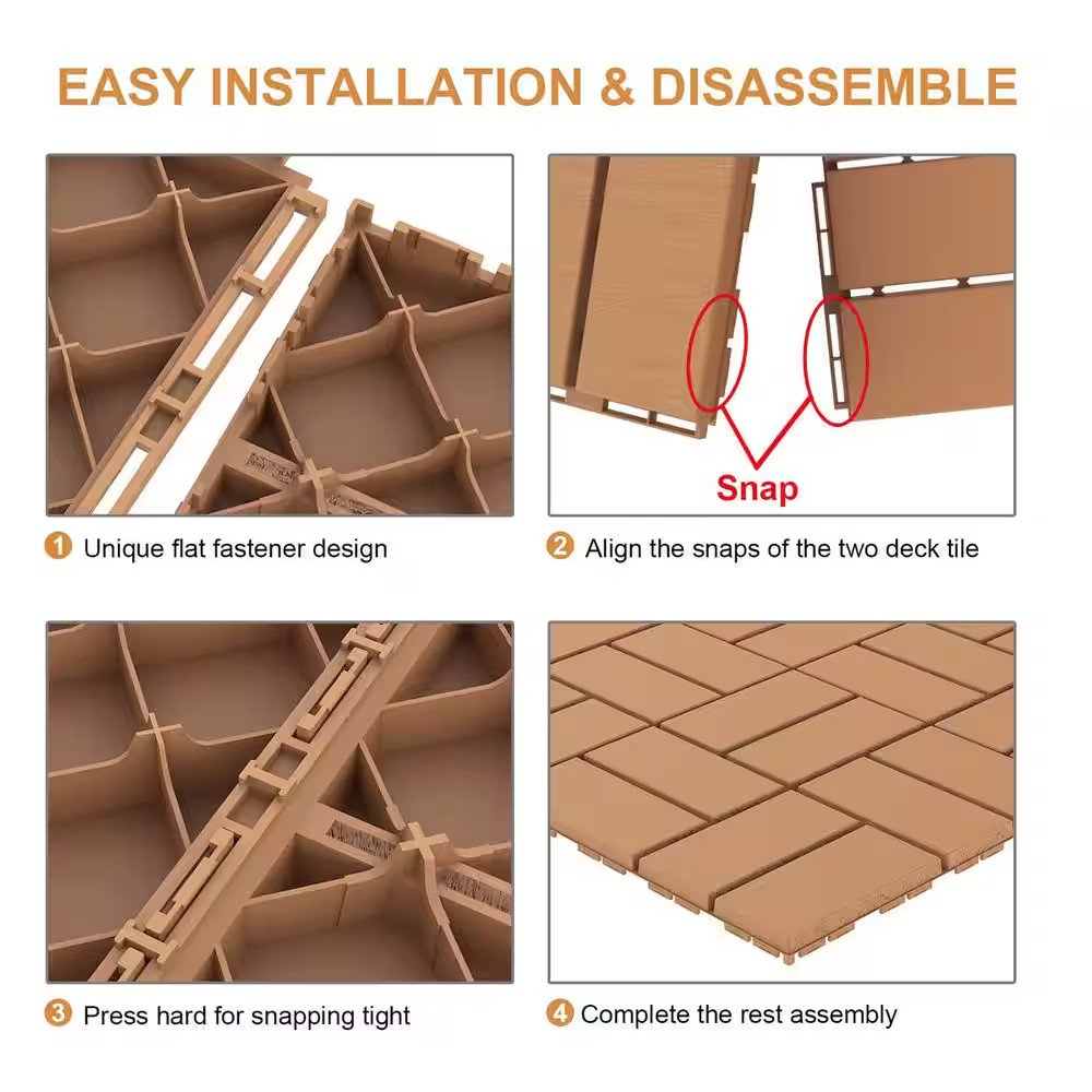 Khaki Plastic [12″X12″] X [0.75In] Deck Tiles, 36 Tiles/Case (36 Sq. Ft.)