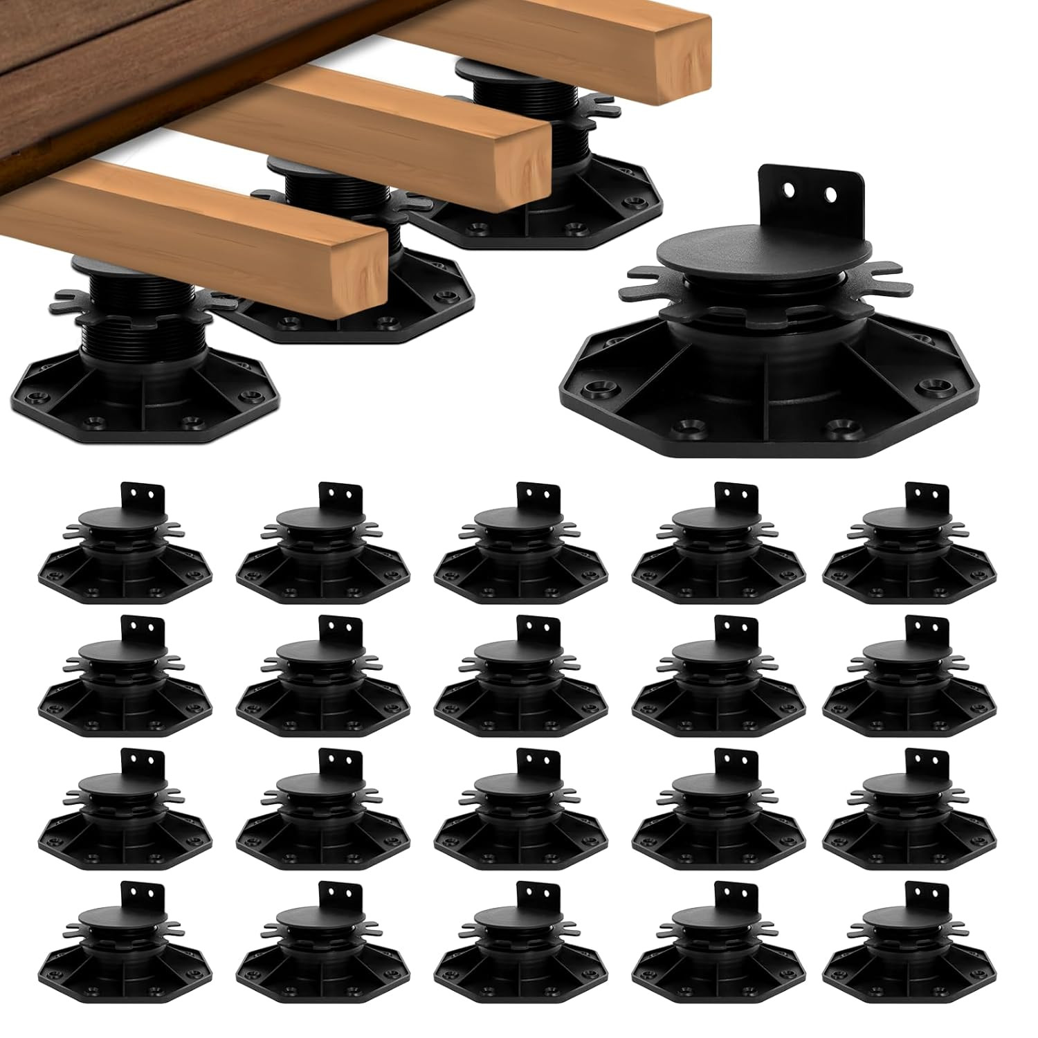 24 Pack Adjustable Deck Support Pedestal, Heavy Duty Deck Foundation Base, Heigh