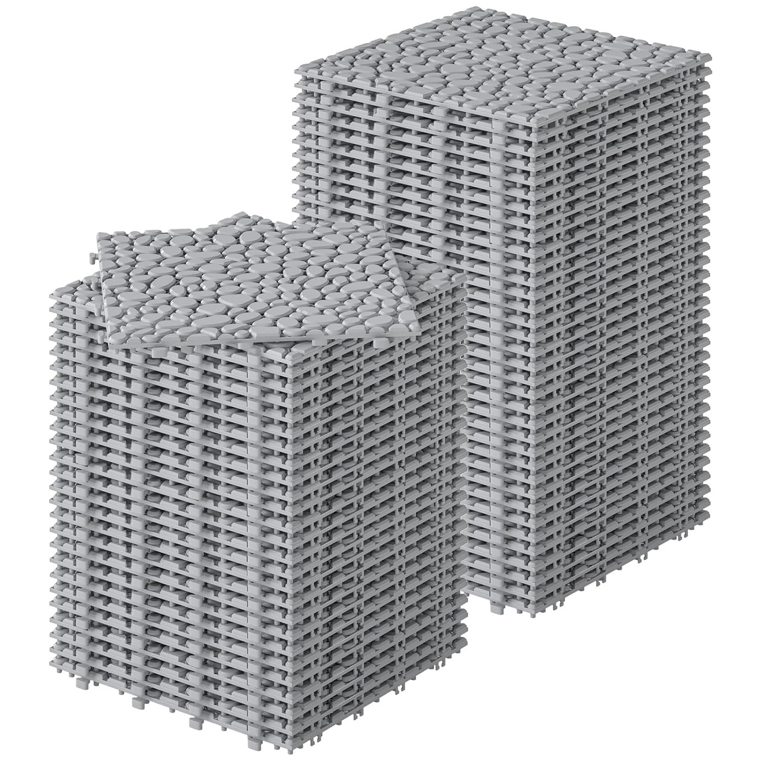 60PCS Interlocking 12″x12″ Waterproof Deck Tiles for Indoor & Outdoor Use – Gray