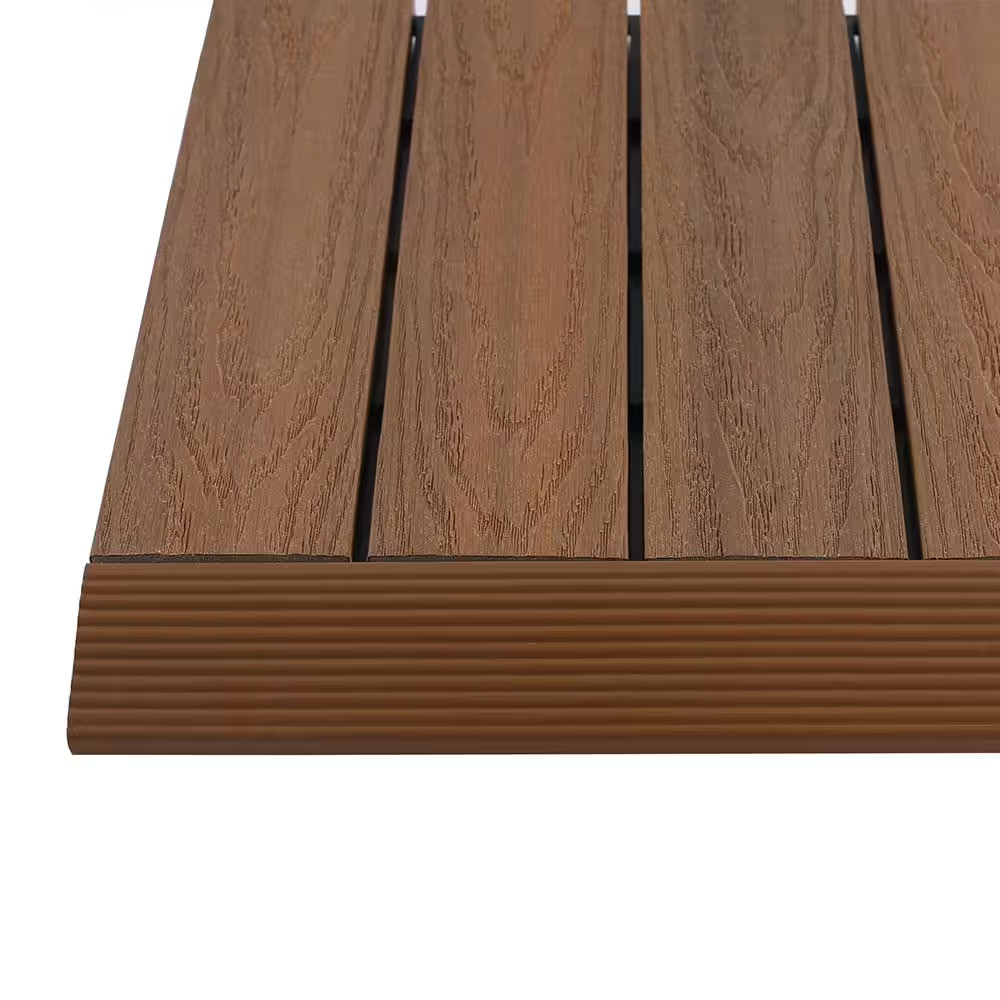 1/6 Ft. X 1 Ft. Quick Deck Composite Deck Tile Straight Fascia in Peruvian Teak