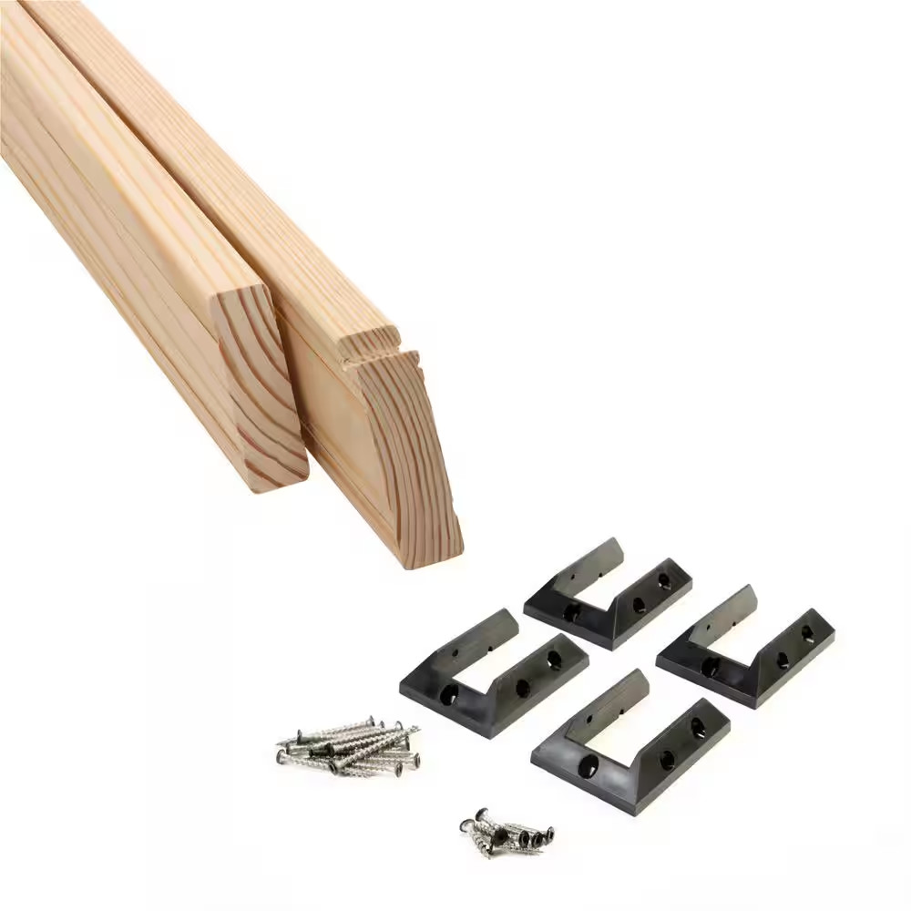 2 In. H X 72 In. W Pressure-Treated Natural Pine Stair Rails with Black Brackets