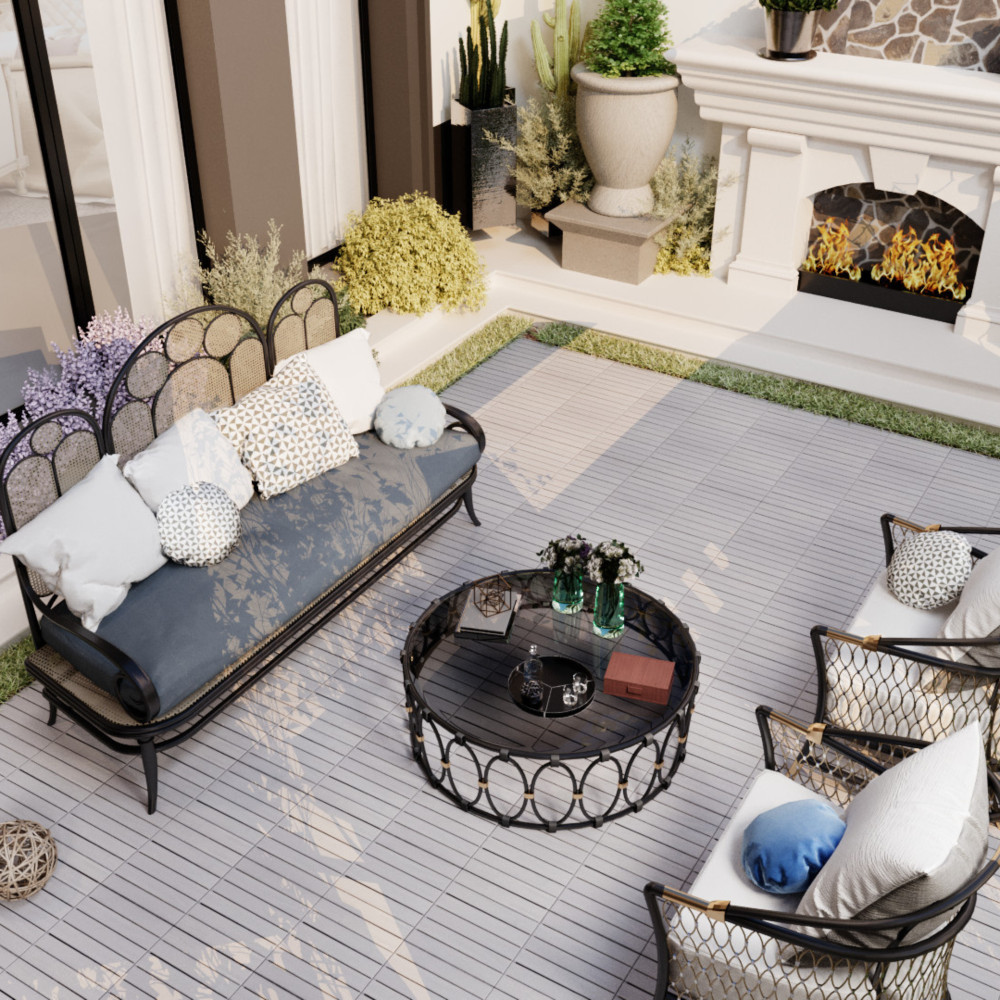 30 PCS Striped Deck Tiles – Interlocking – Acacia Hardwood Patio & Pool Flooring