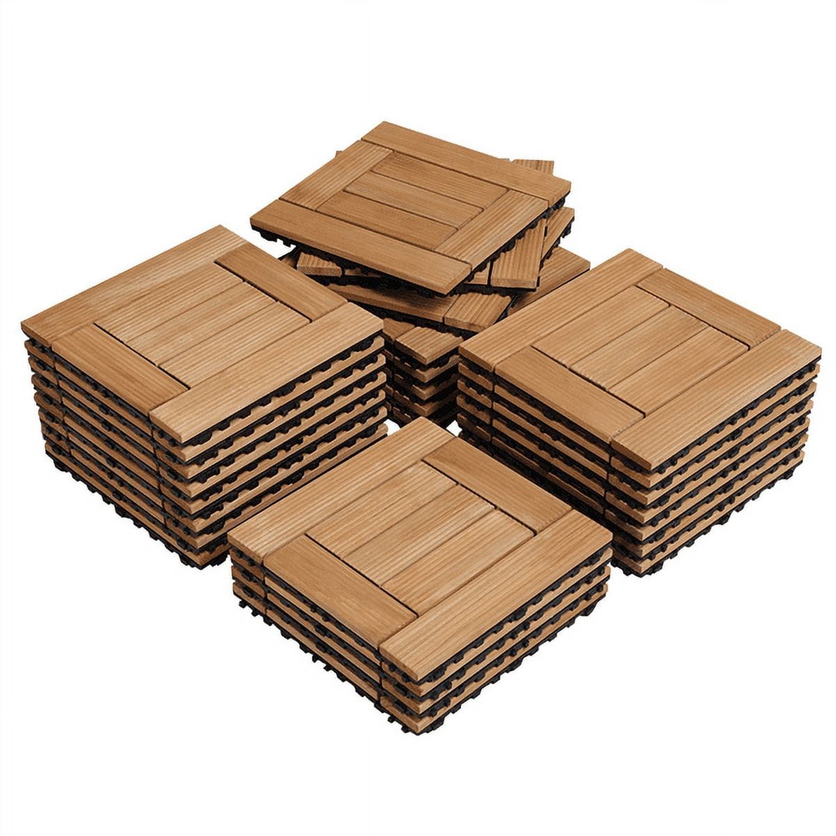 27pcs Wood Flooring Tiles Patio Garden 12″ x 12″ Natural Wood Indoor & Outdoor