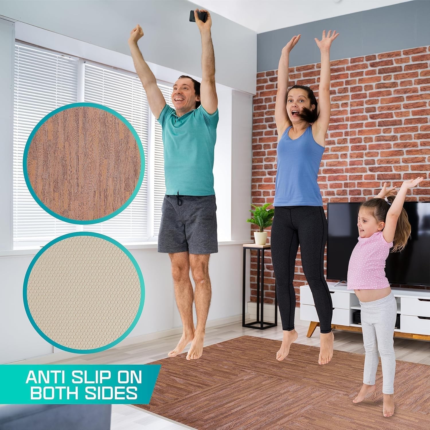 Yes4All 24″L x 24″W x 0.4″Th, G. 48 Square Feet (12 Tiles) – Dark Oak Wood