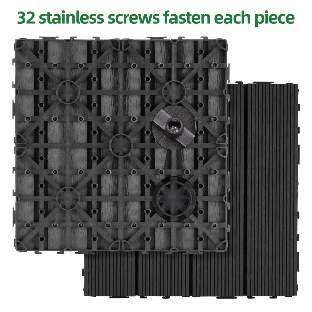 Interlocking Deck Tiles Wood Plastic Indoor Outdoor Flooring for Patio Balcony