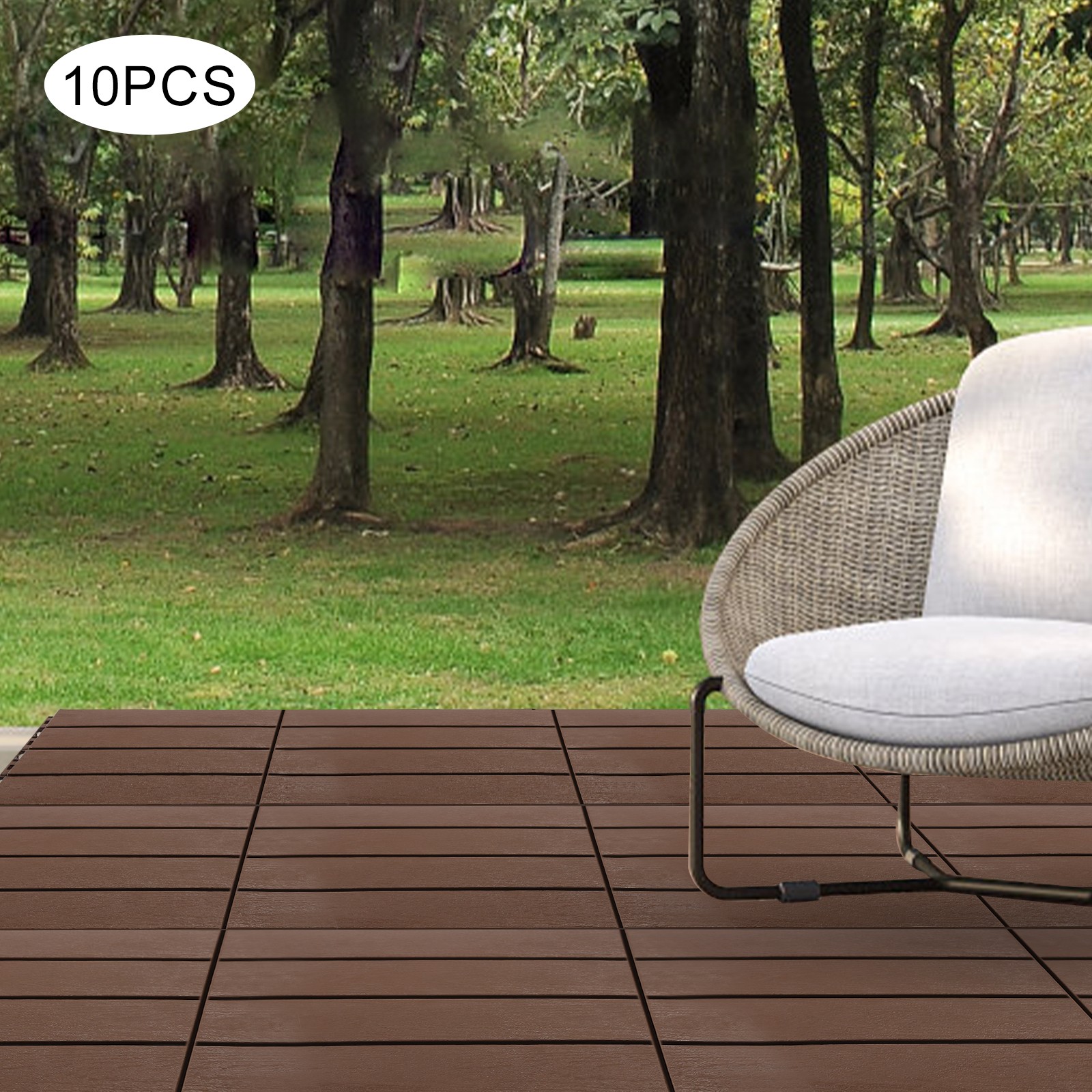 12″x12″ Plastic Interlocking Composite Decking Floor Deck Tiles Bacony Pavers –
