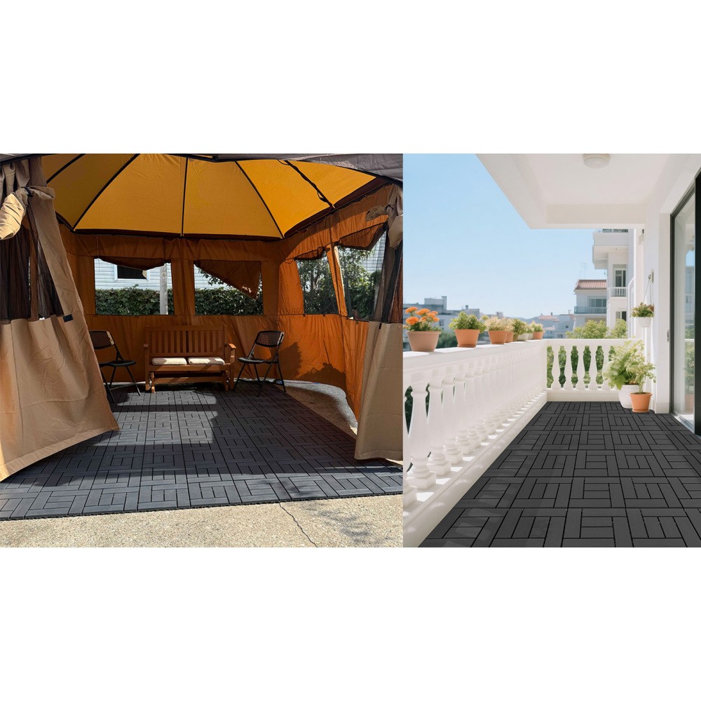 12-inch ZZ style interlocking deck tiles, modular decking floor tiles,44 pcs
