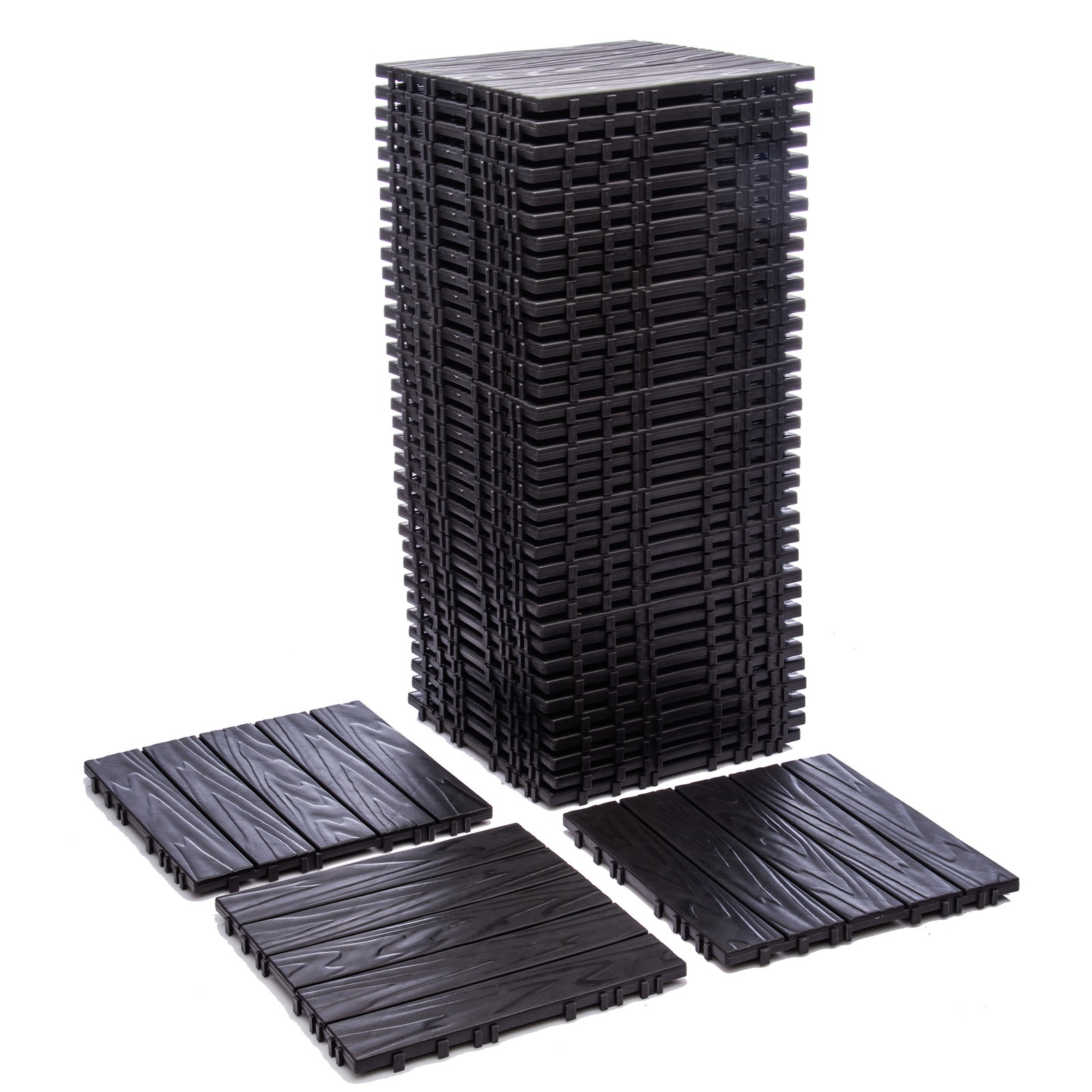 68-Pack 11.42″x11.42″ Plastic Interlocking Deck Tiles 61.60 Sq.Ft