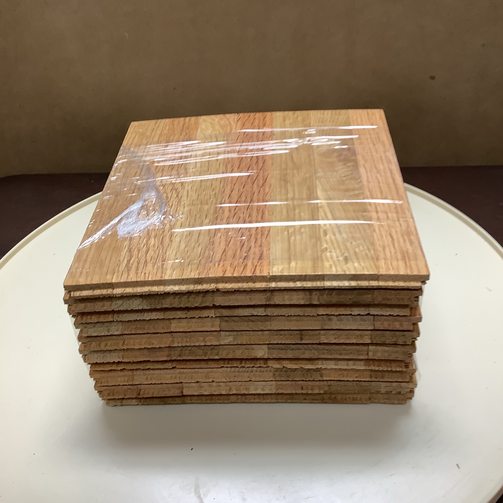 Parquet Flooring 6″x6″x5/16″ Solid Wood Tile Natural Glazed New Lot Of 10