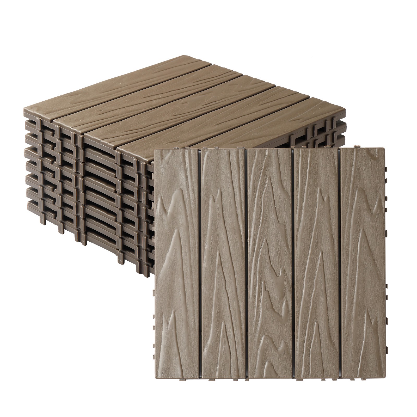 Set of 27 Interlocking Deck Tiles 12 x 12″ Waterproof Flooring Tiles for Outdoor