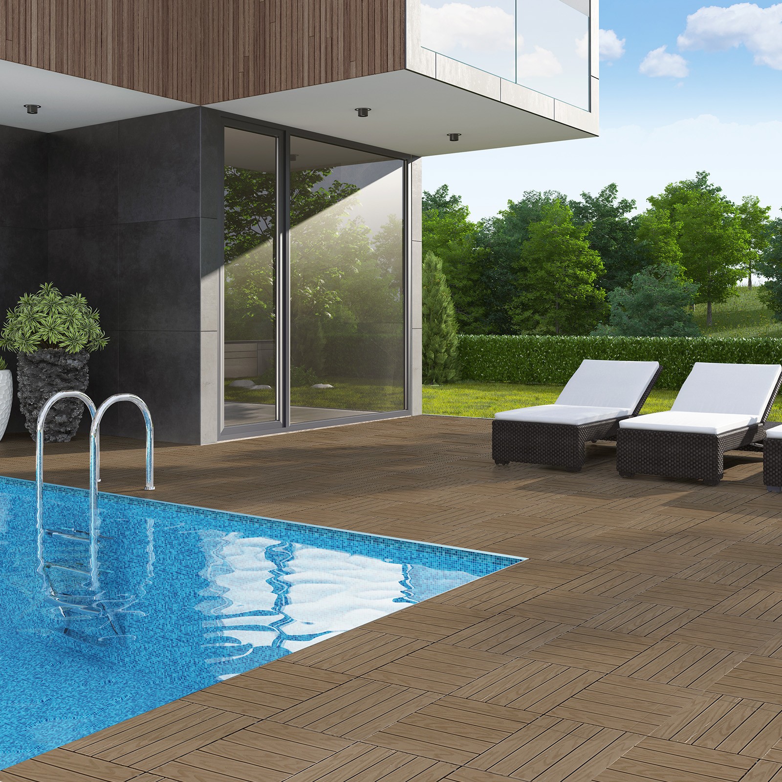 Set of 27 Interlocking Deck Tiles 12 x 12″ Waterproof Flooring Tiles for Outdoor