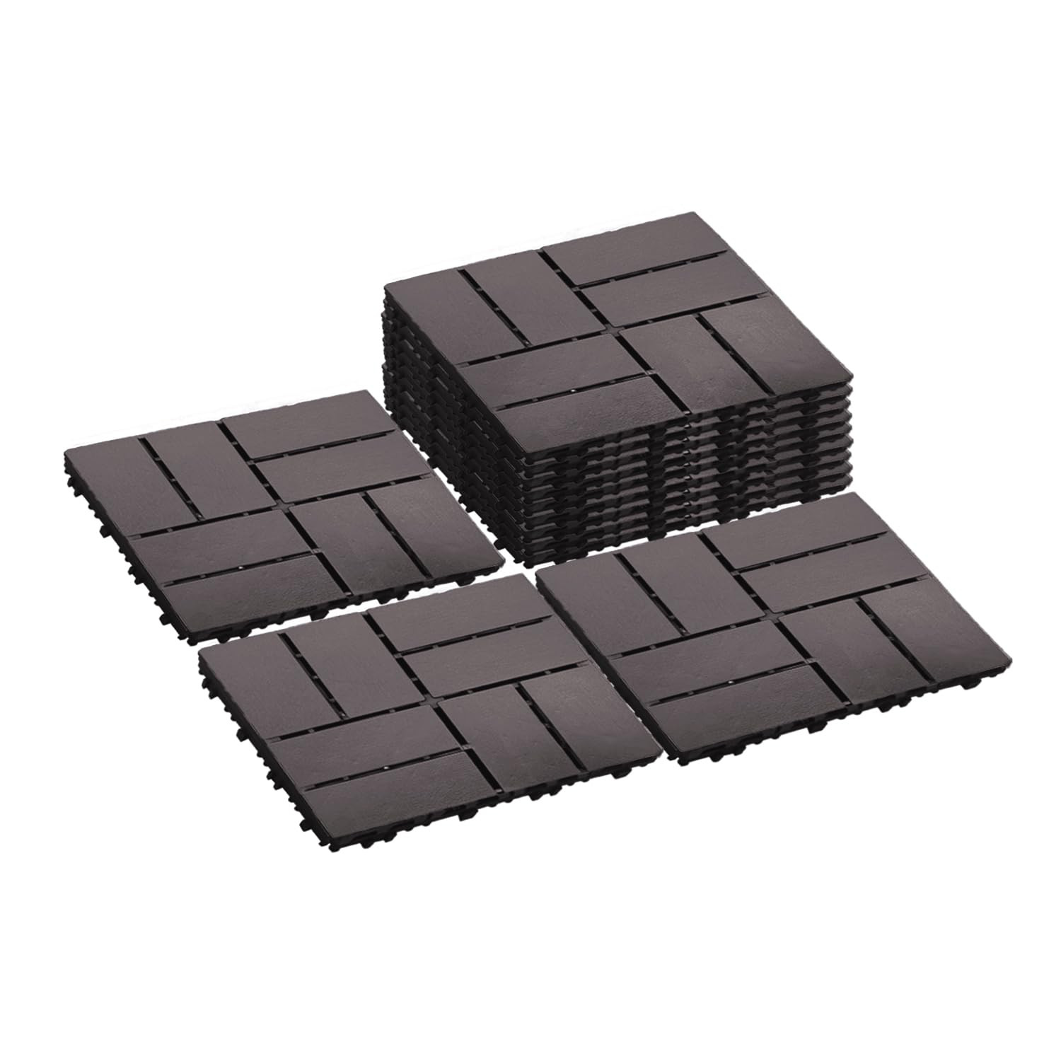 12 PCS Plastic Interlocking Patio Deck Tiles – 12″ X 12″ Indoor Outdoor Waterpro
