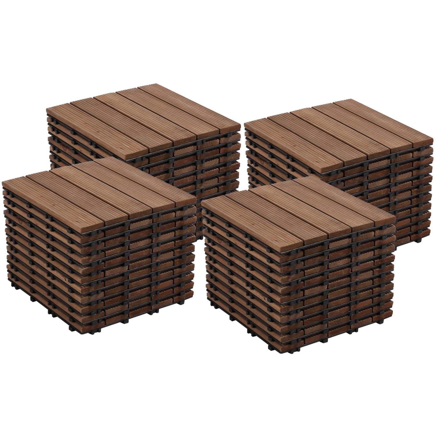 22pcs Wood Floor Tiles Interlocking Decking Patio Tiles Garden Balcony Floor