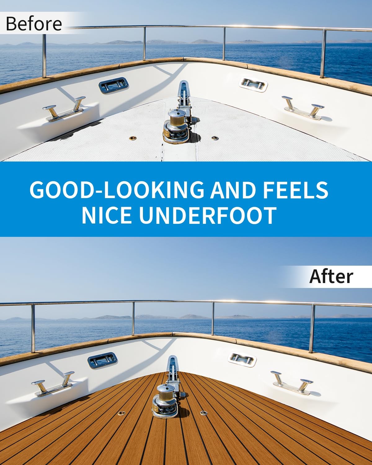Boat Flooring Self-Adhesive 48”x16.8” Brown with Black Lines
