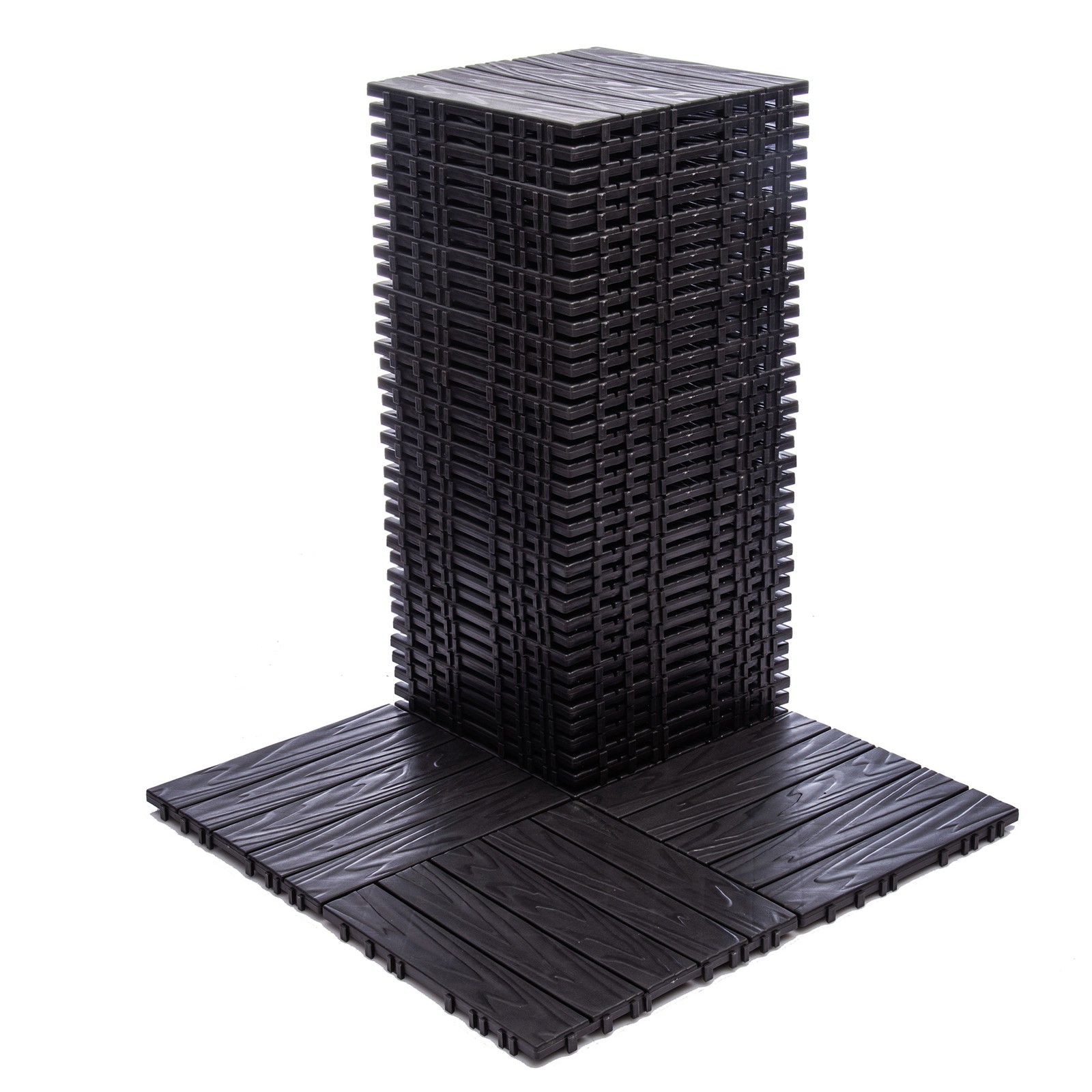 68-Pack 11.42″x11.42″ Plastic Interlocking Deck Tiles 61.60 Sq.Ft