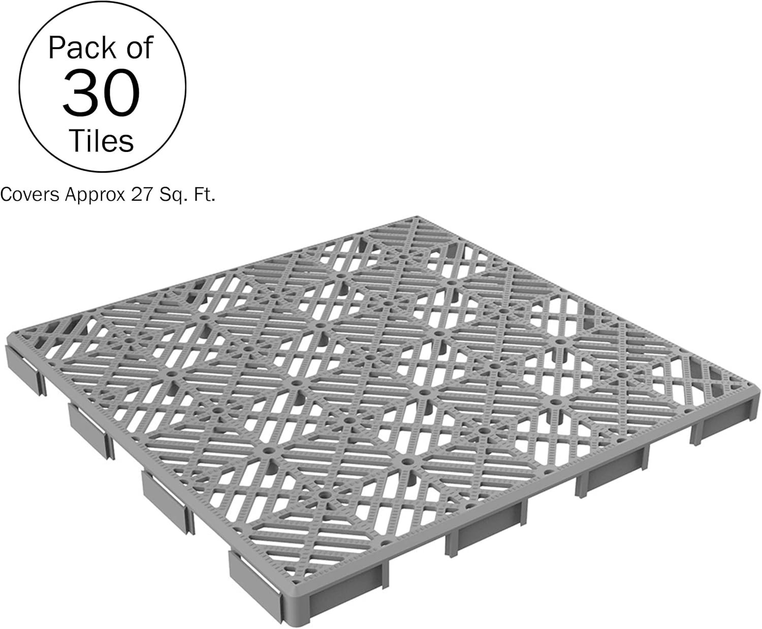 30-Pack Weather-Resistant Interlocking Patio Deck Tiles – Gray Outdoor Flooring
