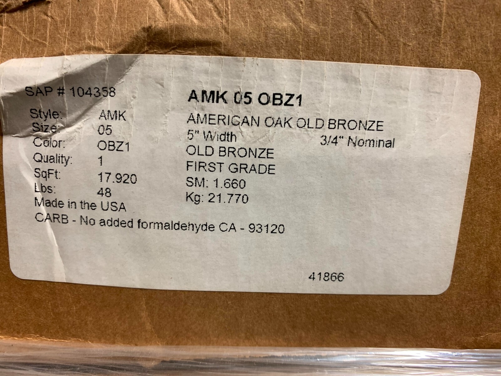 Mannington Hardwood Flooring AMK05OBZ1 AMERICAN OAK 3/4″ x 5″ OLD BRONZE