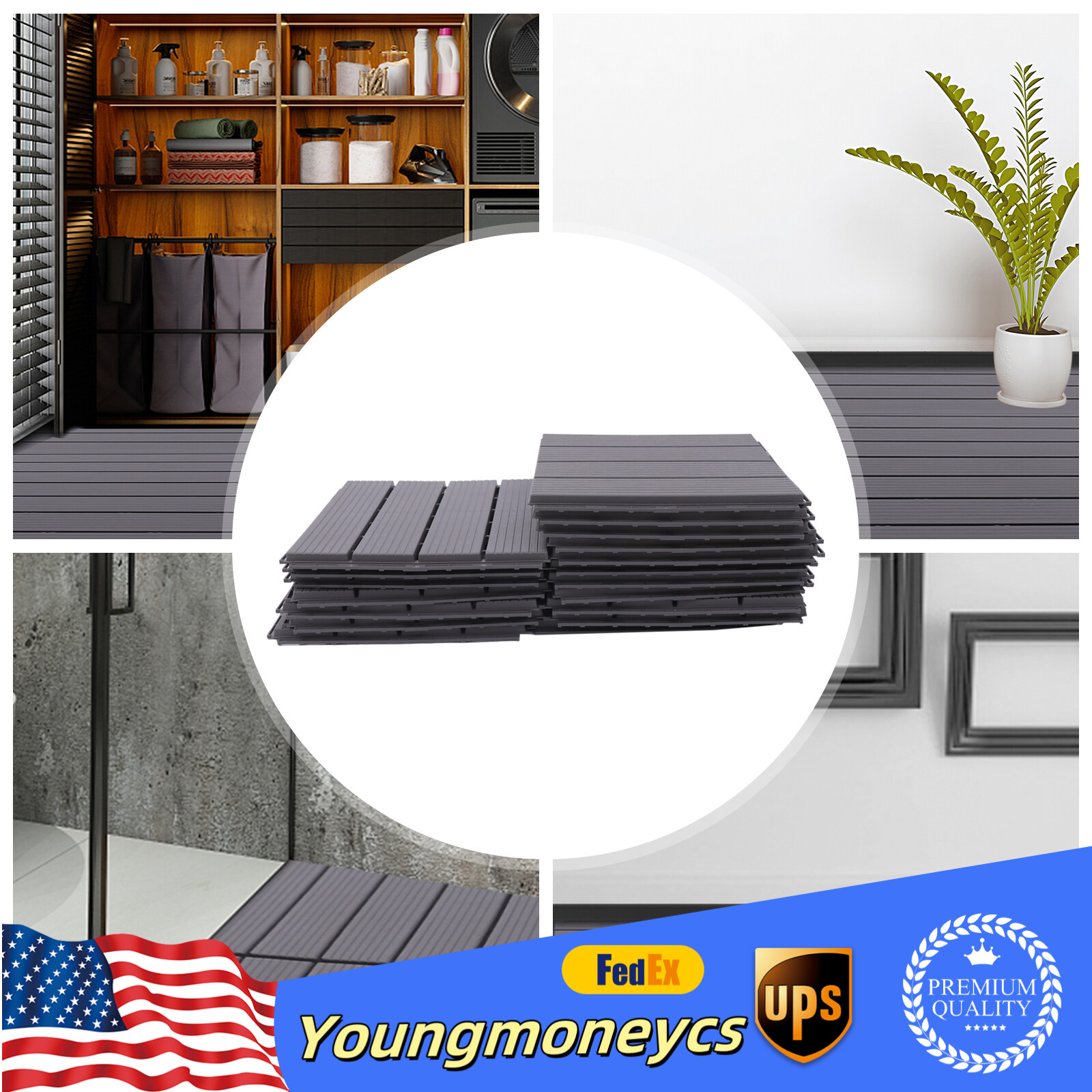 PP Plastic Composite Patio Deck Tiles Non-slip W/ Drainage System For Flooring