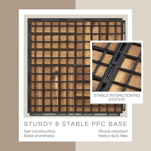 Premium Deck Tiles, Patio Flooring – Set 10 Crossed Pattern Golden Teak