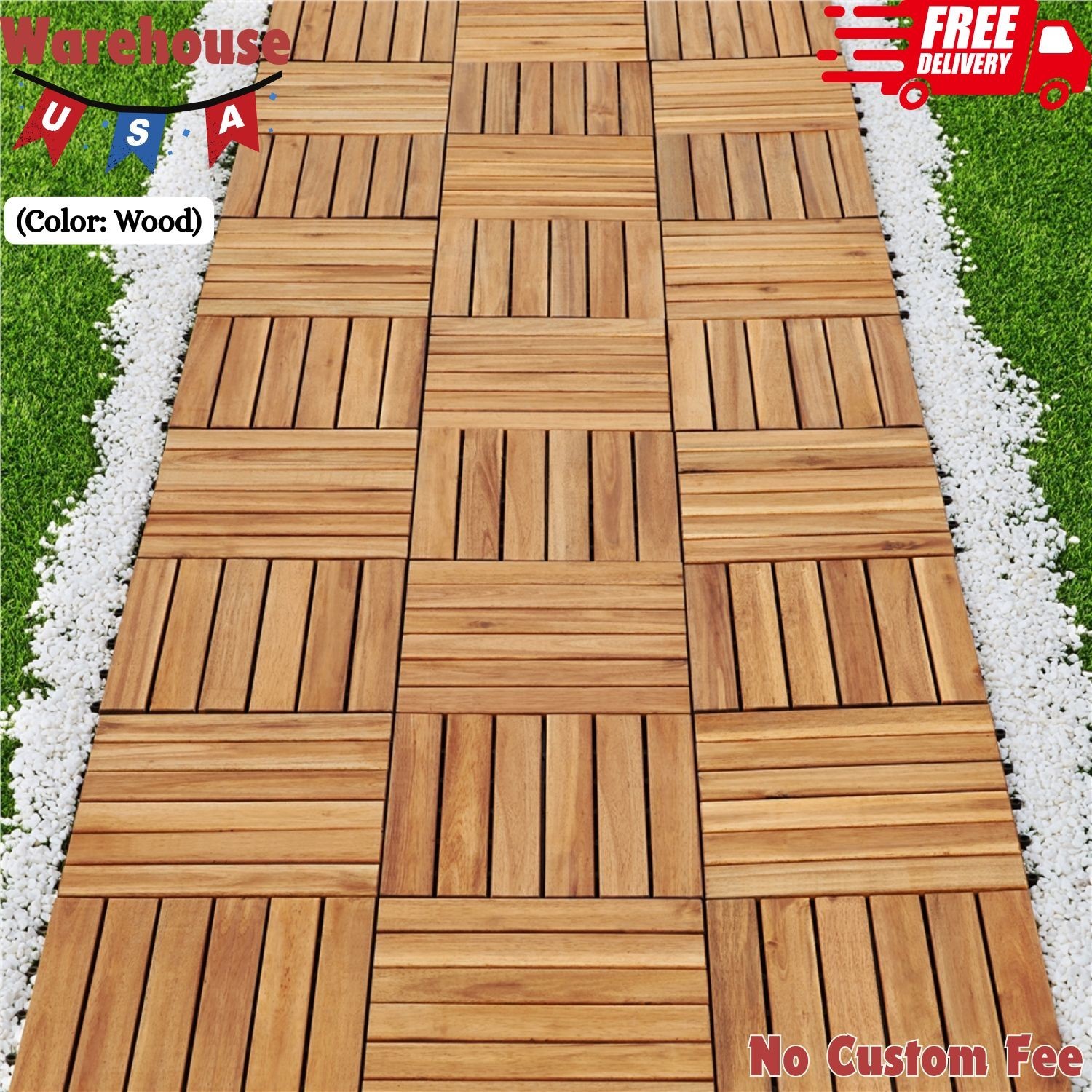 Pack of 27 Interlocking Flooring Tiles for Outdoor & Indoor Patio Garden 12x12in