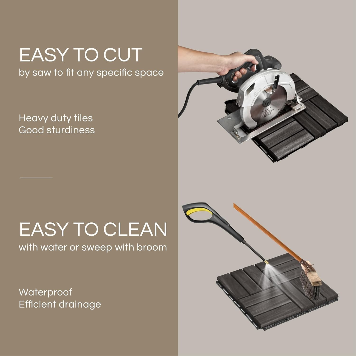 Deck Tiles, Patio Flooring – Outdoor Waterproof Acacia Wood